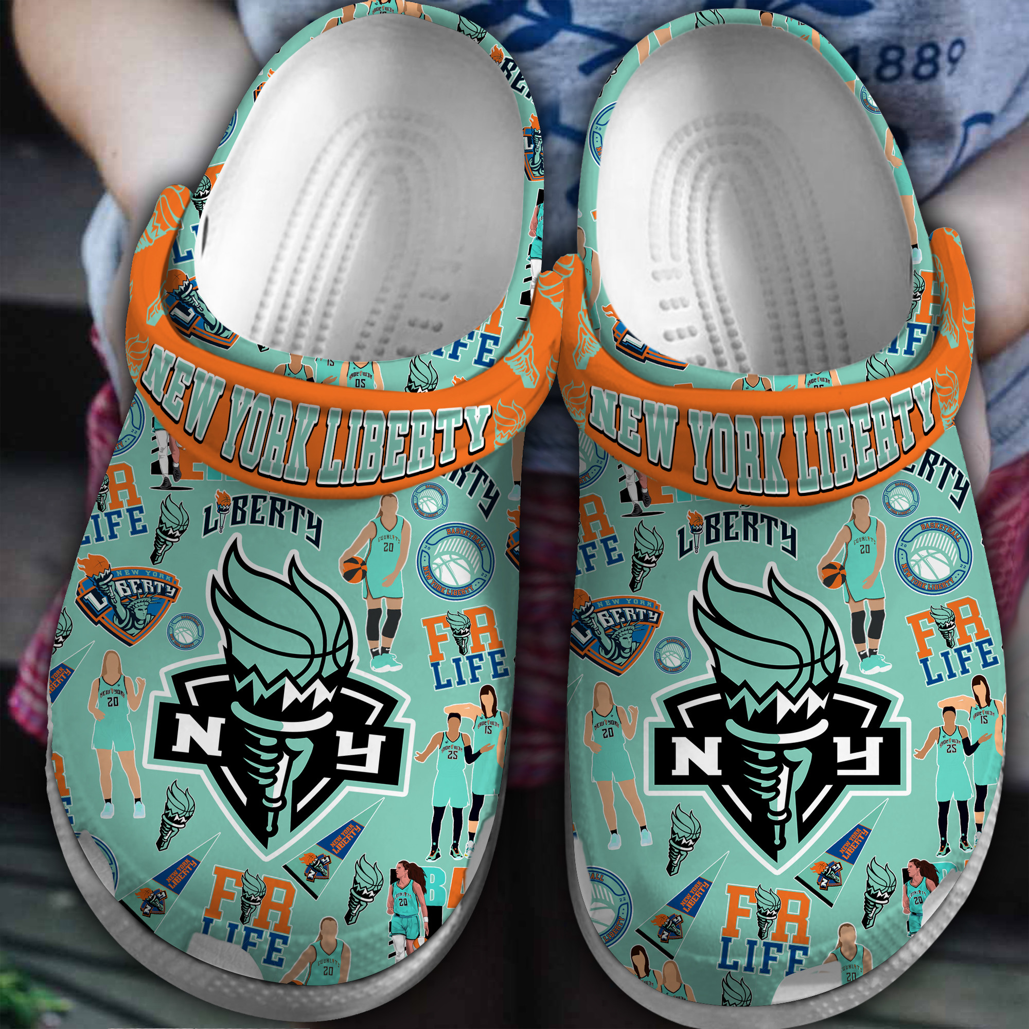 Footwearmerch New York Liberty NBA Sport Crocs Crocband Clogs Shoes Comfortable For Men Women and Kids