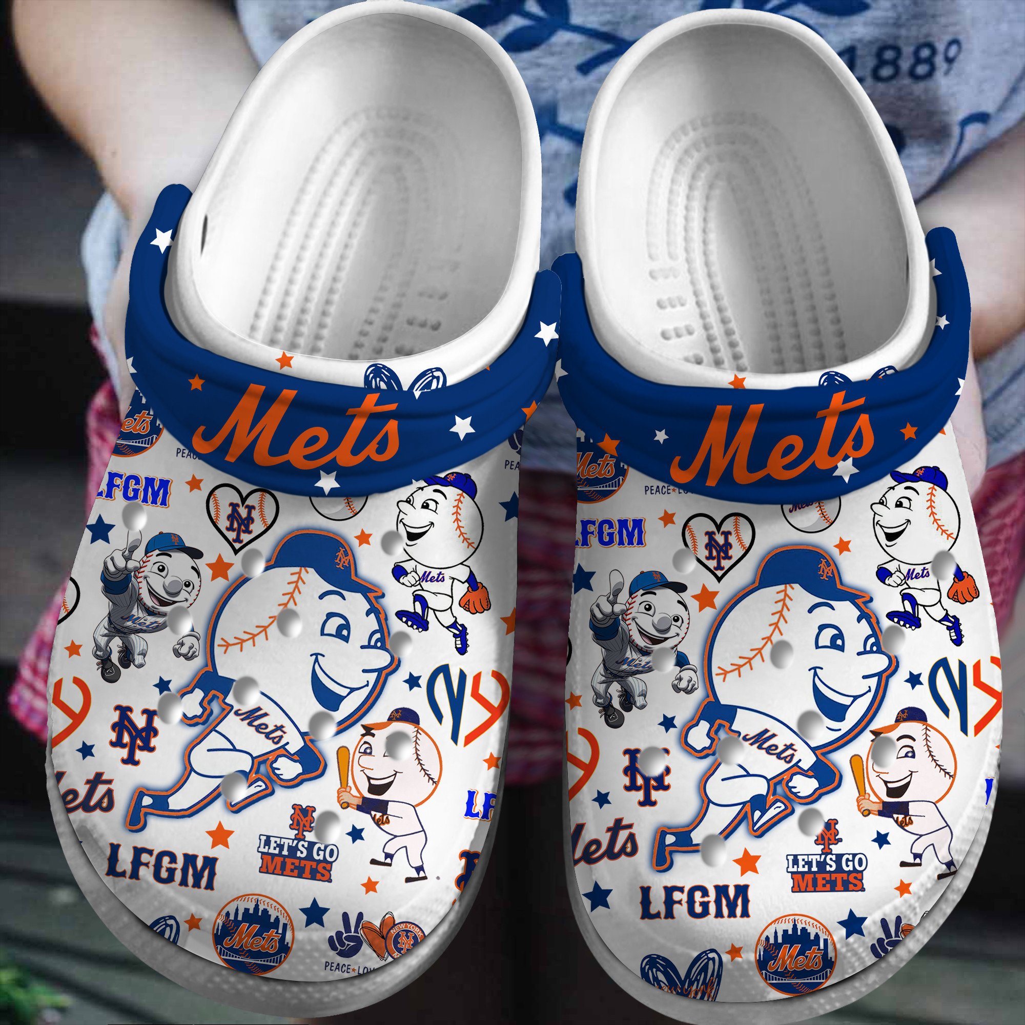 Footwearmerch New York Mets MLB Sport Crocs Crocband Clogs Shoes Comfortable For Men Women and Kids