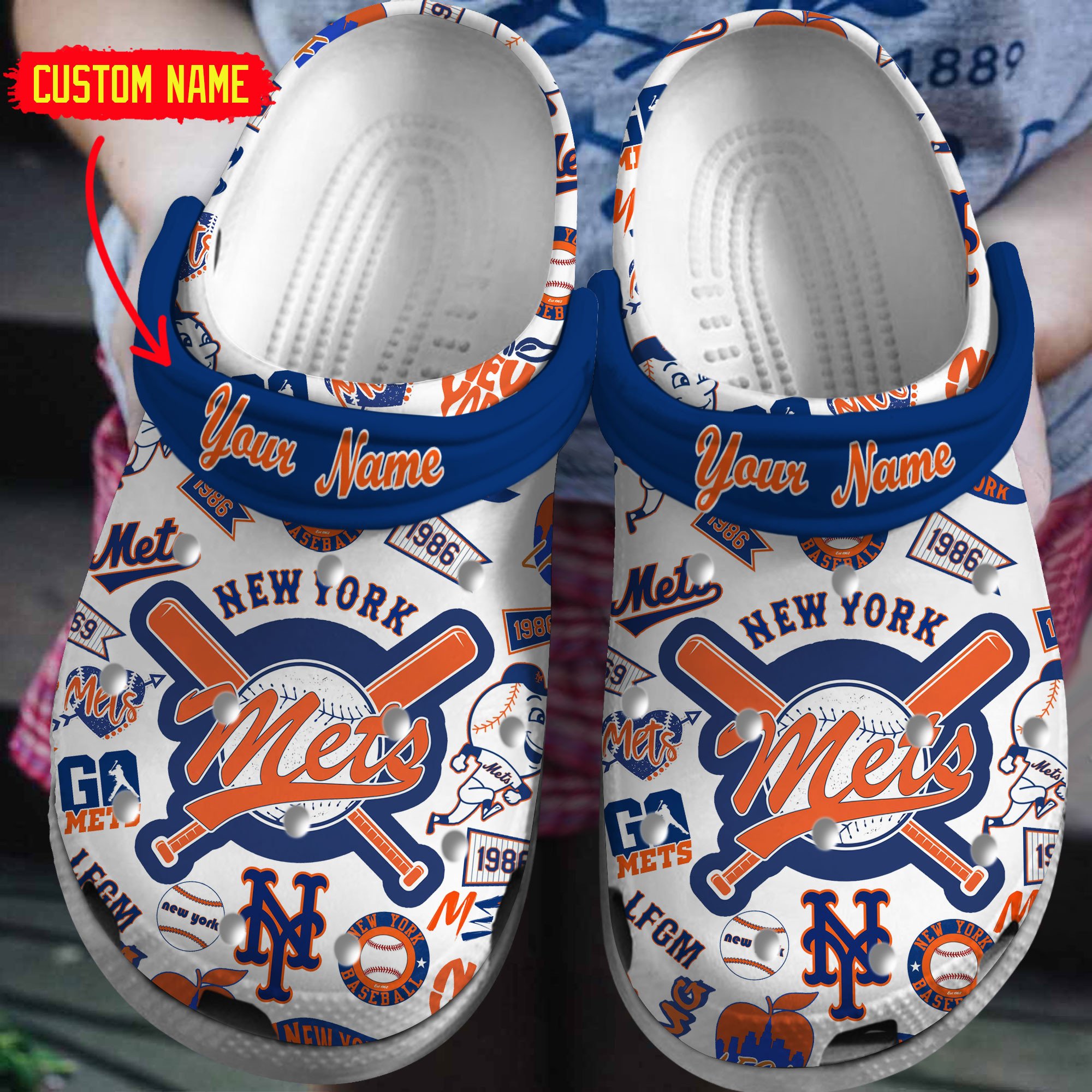 Footwearmerch New York Mets MLB Sport Crocs Crocband Clogs Shoes Comfortable For Men Women and Kids