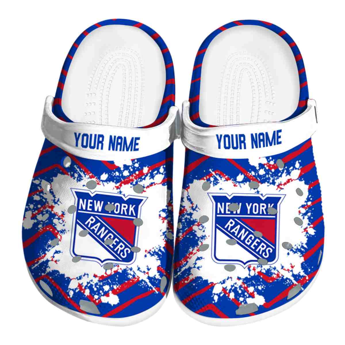 Footwearmerch New York Rangers NHL Sport Crocs Crocband Clogs Shoes Comfortable For Men Women and Kids