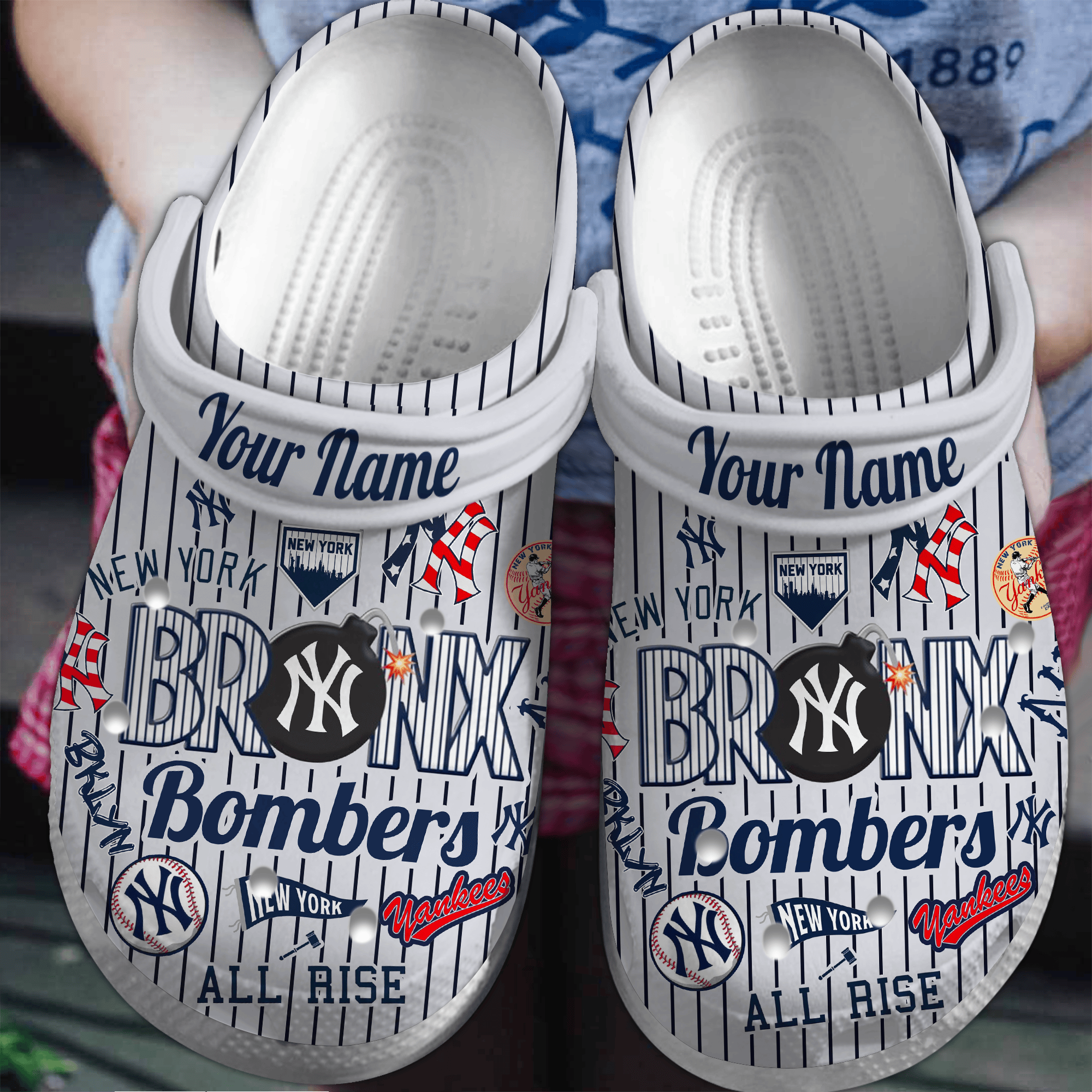 Footwearmerch New York Yankees Baseball MLB Sport Crocs Crocband Clogs Shoes Comfortable For Men Women and Kids