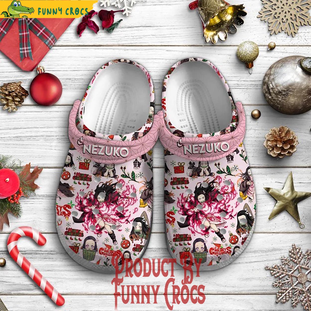 Footwearmerch Nezuko Kamado Demon Slayer Anime Christmas Crocs Crocband Clogs Shoes Comfortable For Men Women and Kids