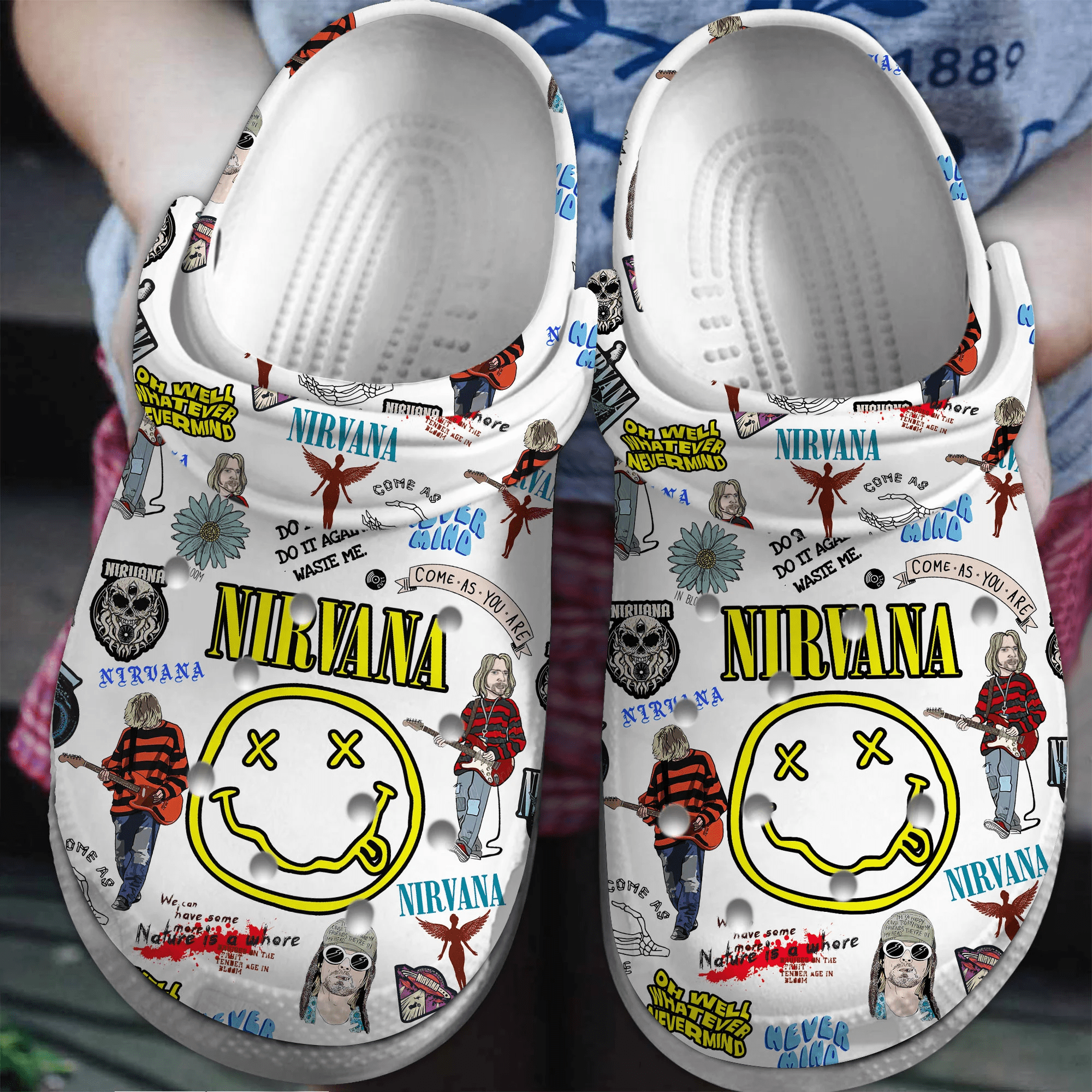 Footwearmerch Nirvana Rock BandMusic Crocs Crocband Clogs Shoes Comfortable For Men Women and Kids