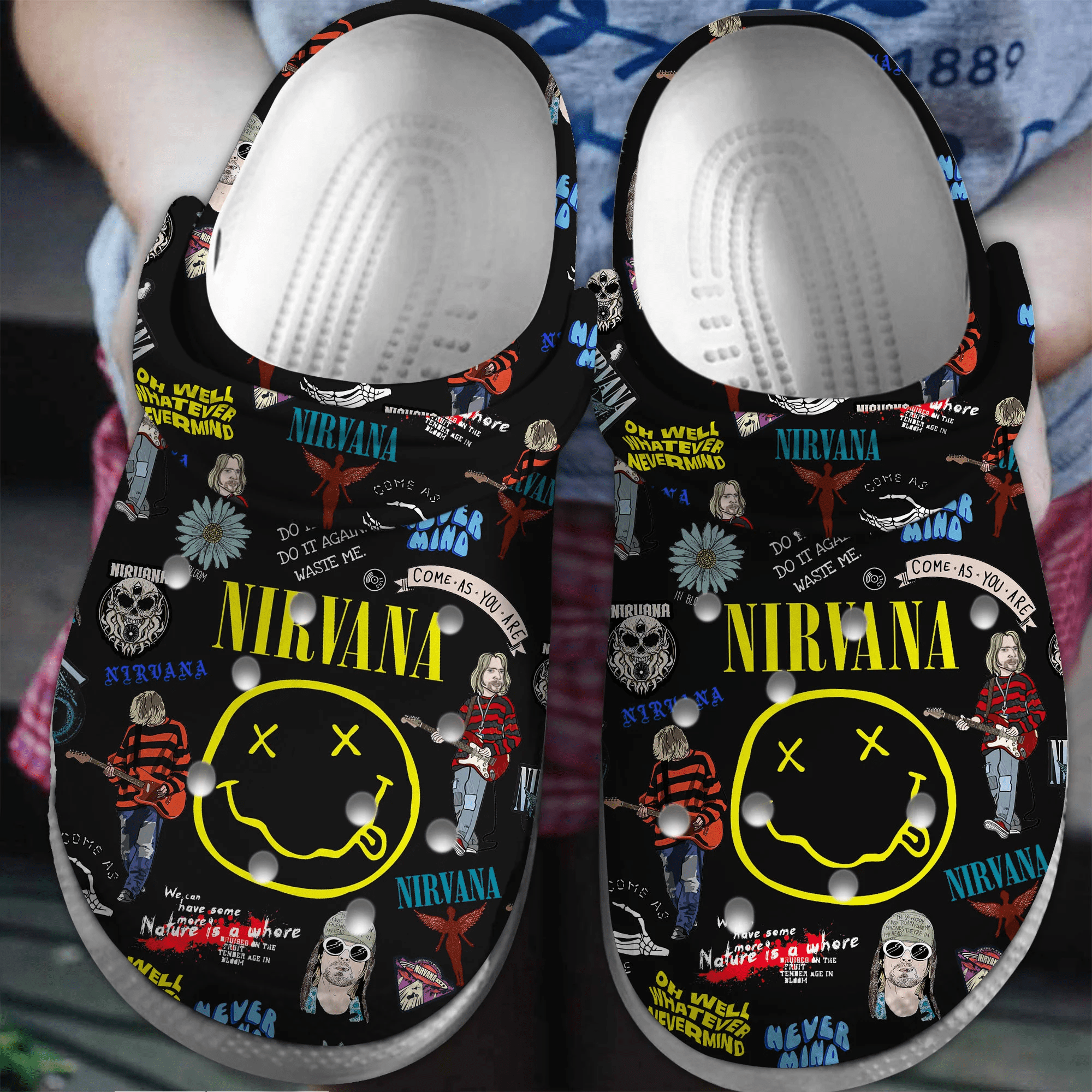 Footwearmerch Nirvana Rock BandMusic Crocs Crocband Clogs Shoes Comfortable For Men Women and Kids