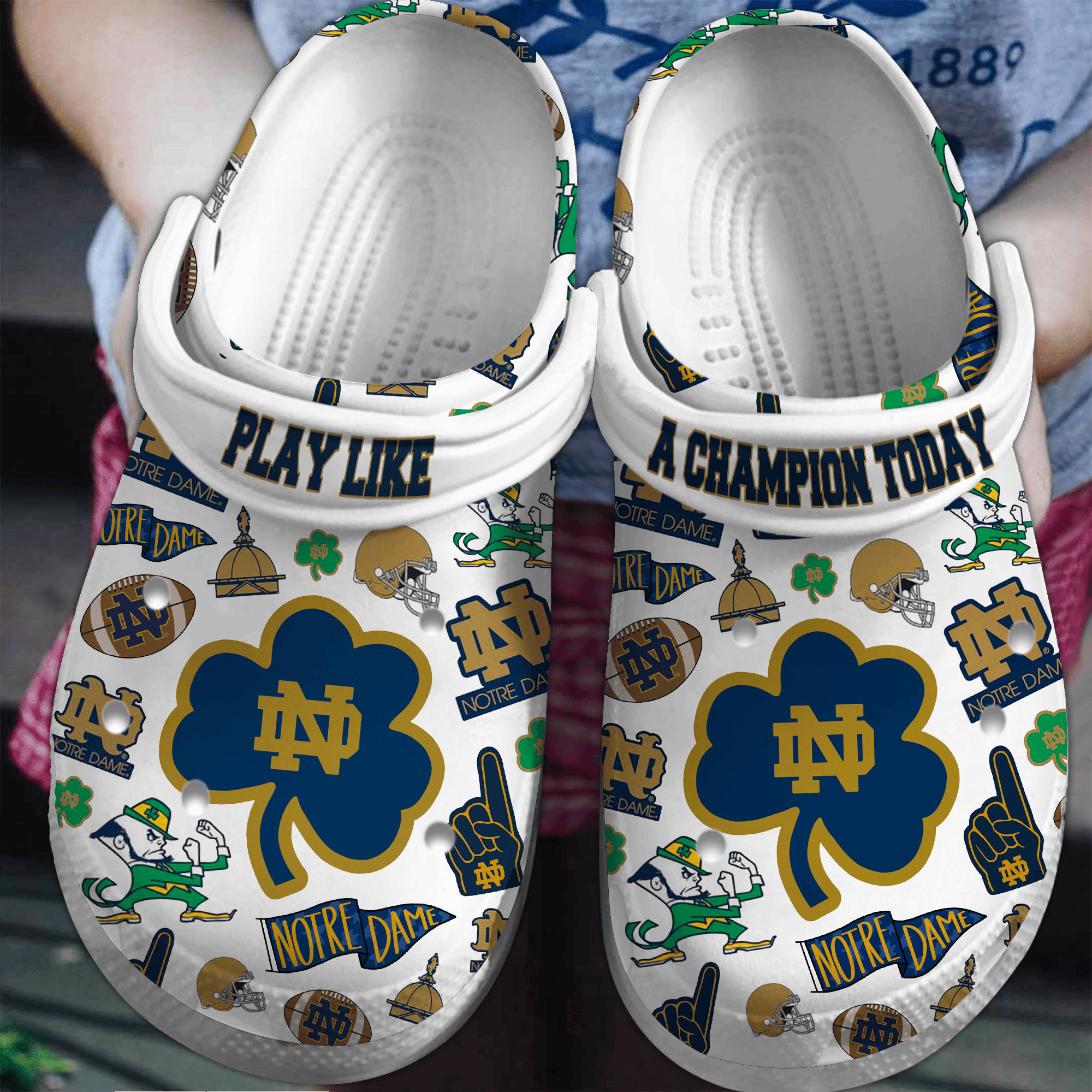 Footwearmerch Notre Dame Fighting Irish NCAA Sport Crocs Crocband Clogs Shoes Comfortable For Men Women and Kids