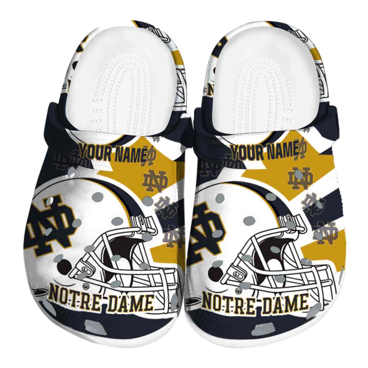 Footwearmerch Notre Dame Fighting Irish NCAA Sport Crocs Crocband Clogs Shoes Comfortable For Men Women and Kids