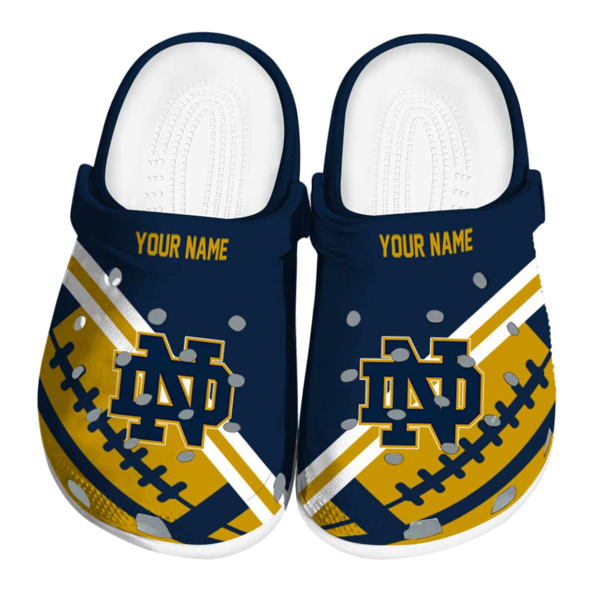 Footwearmerch Notre Dame Fighting Irish NCAA Sport Crocs Crocband Clogs Shoes Comfortable For Men Women and Kids