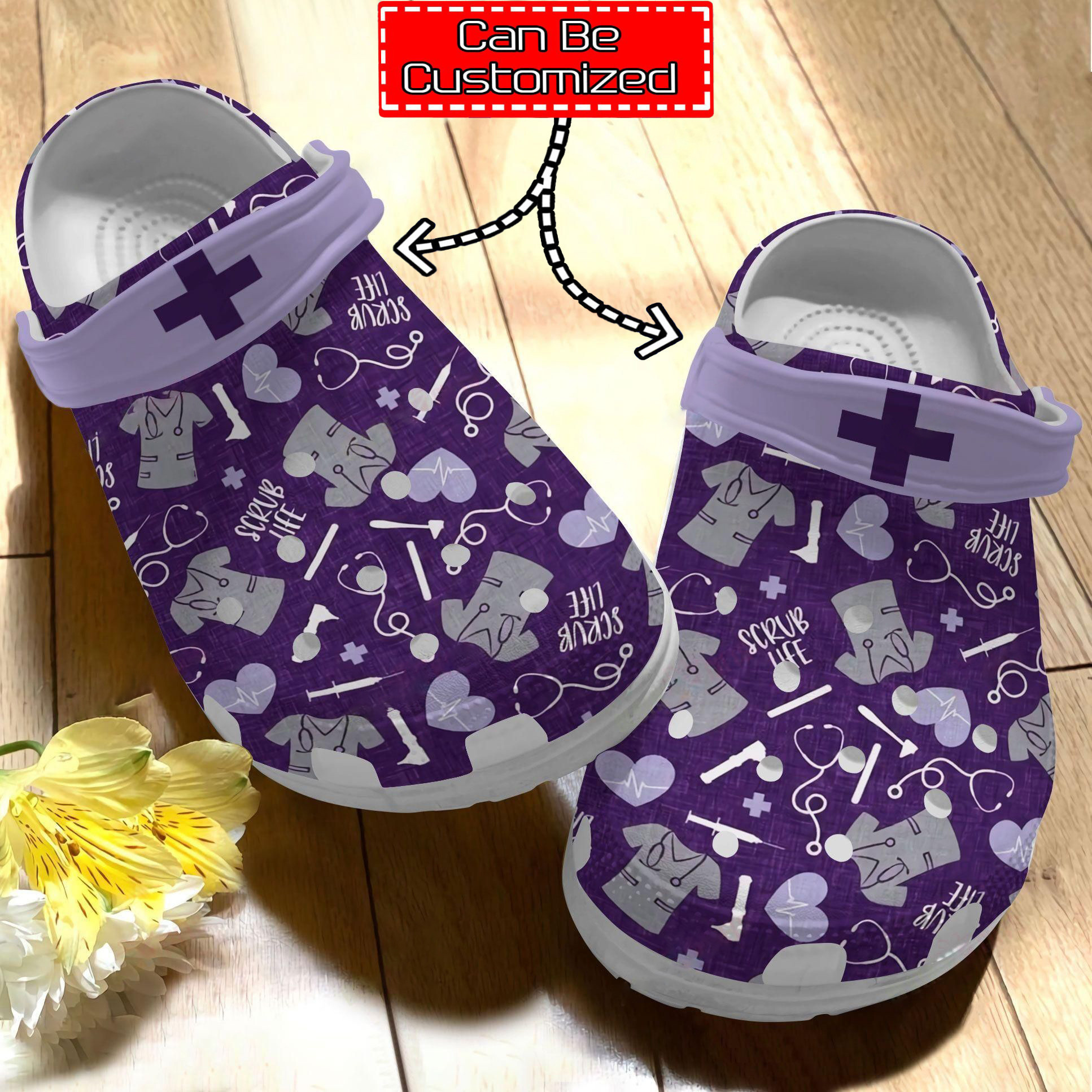 Footwearmerch Nurse Personalized Nurse Scrub Life Pattern Clog Shoes