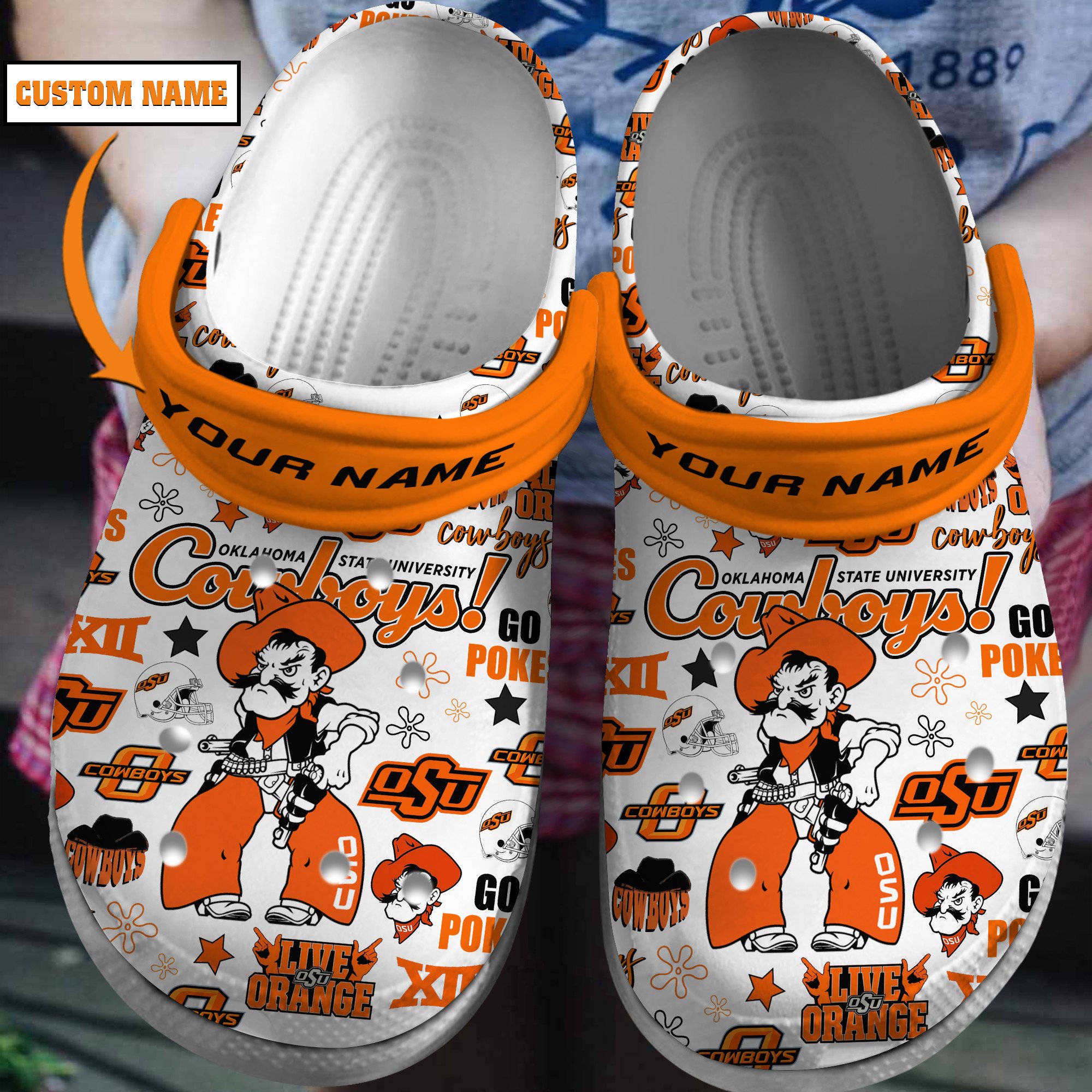Footwearmerch Oklahoma State Cowboys NCAA Sport Crocs Crocband Clogs Shoes Comfortable For Men Women and Kids