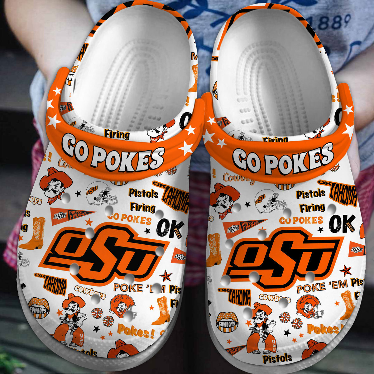 Footwearmerch Oklahoma State Cowboys NCAA Sport Crocs Crocband Clogs Shoes Comfortable For Men Women and Kids