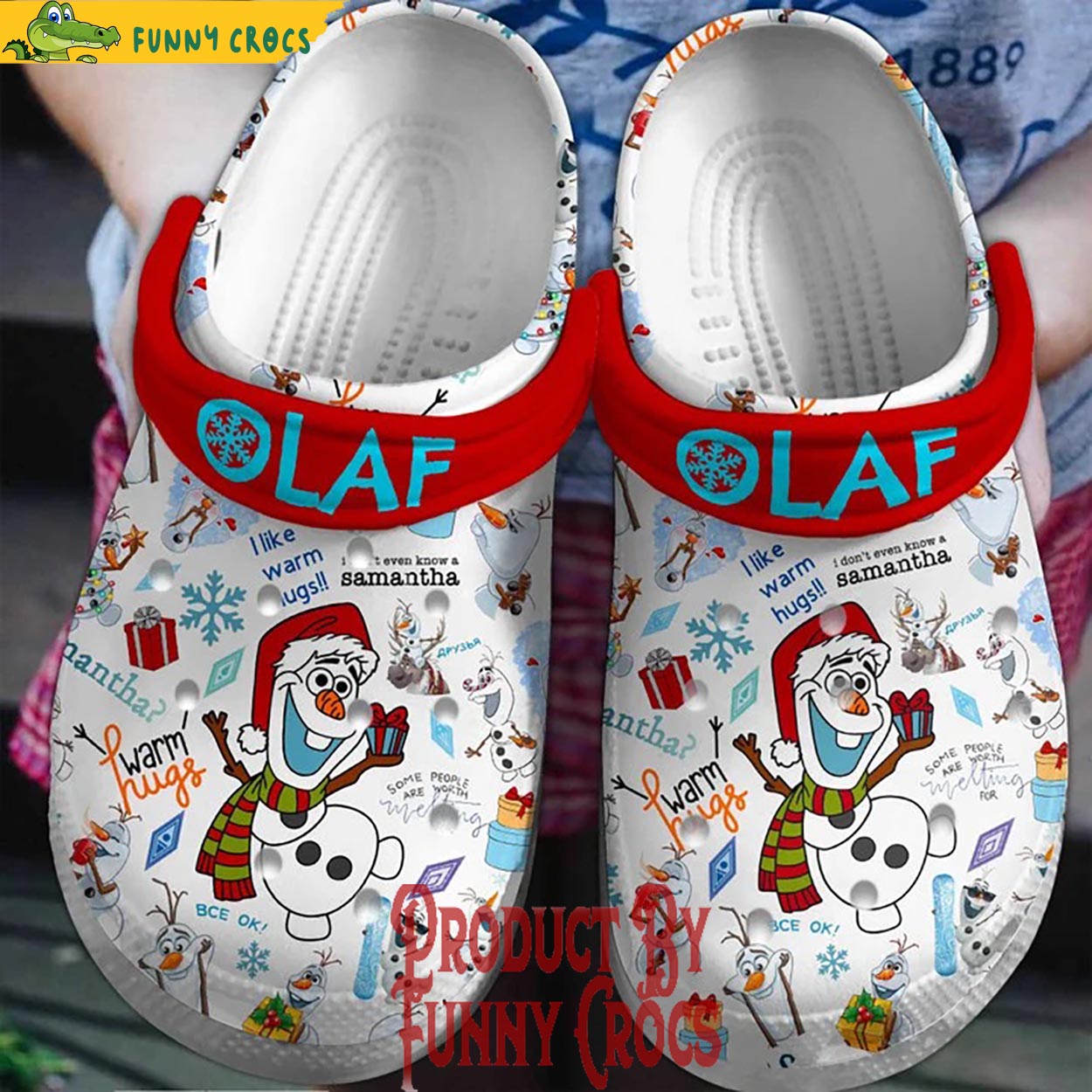 Footwearmerch Olaf Frozen Movie Christmas Crocs Crocband Clogs Shoes Comfortable For Men Women and Kids