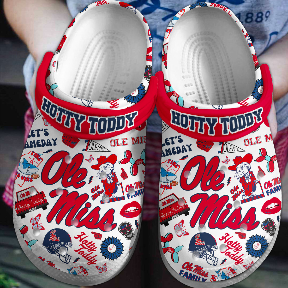 Footwearmerch Ole Miss Rebels NCAA Sport Crocs Crocband Clogs Shoes Comfortable For Men Women and Kids
