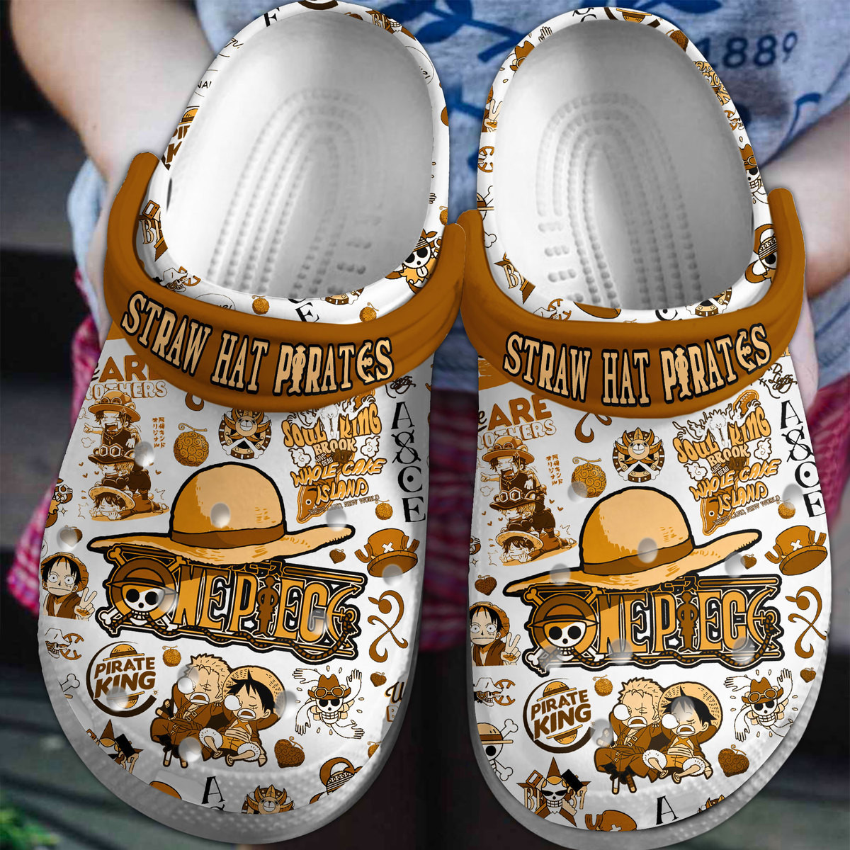 Footwearmerch One Piece Anime Crocs Crocband Clogs Shoes Comfortable For Men Women and Kids