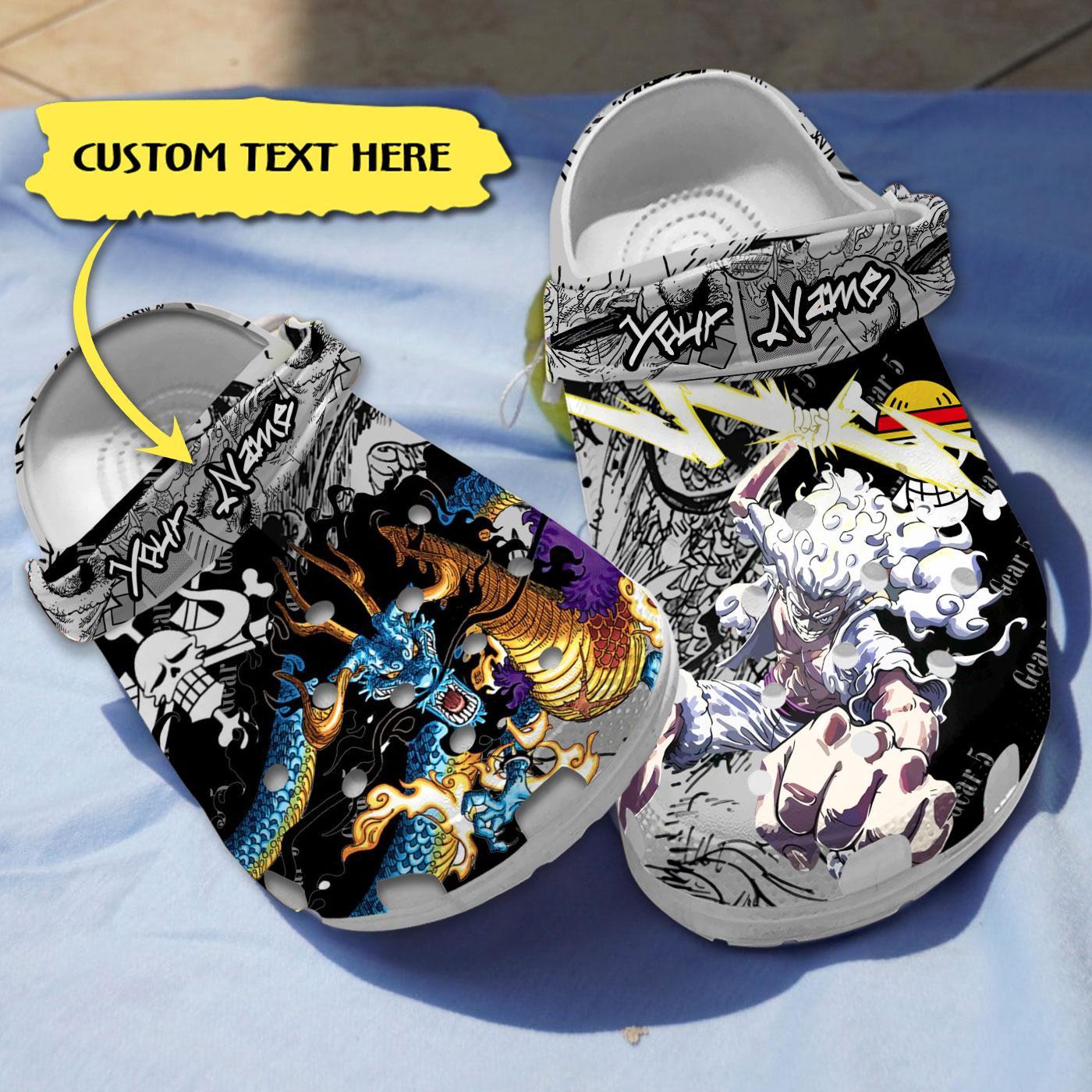 Footwearmerch One Piece Gear 5 Anime Crocs Crocband Clogs Shoes Comfortable For Men Women and Kids