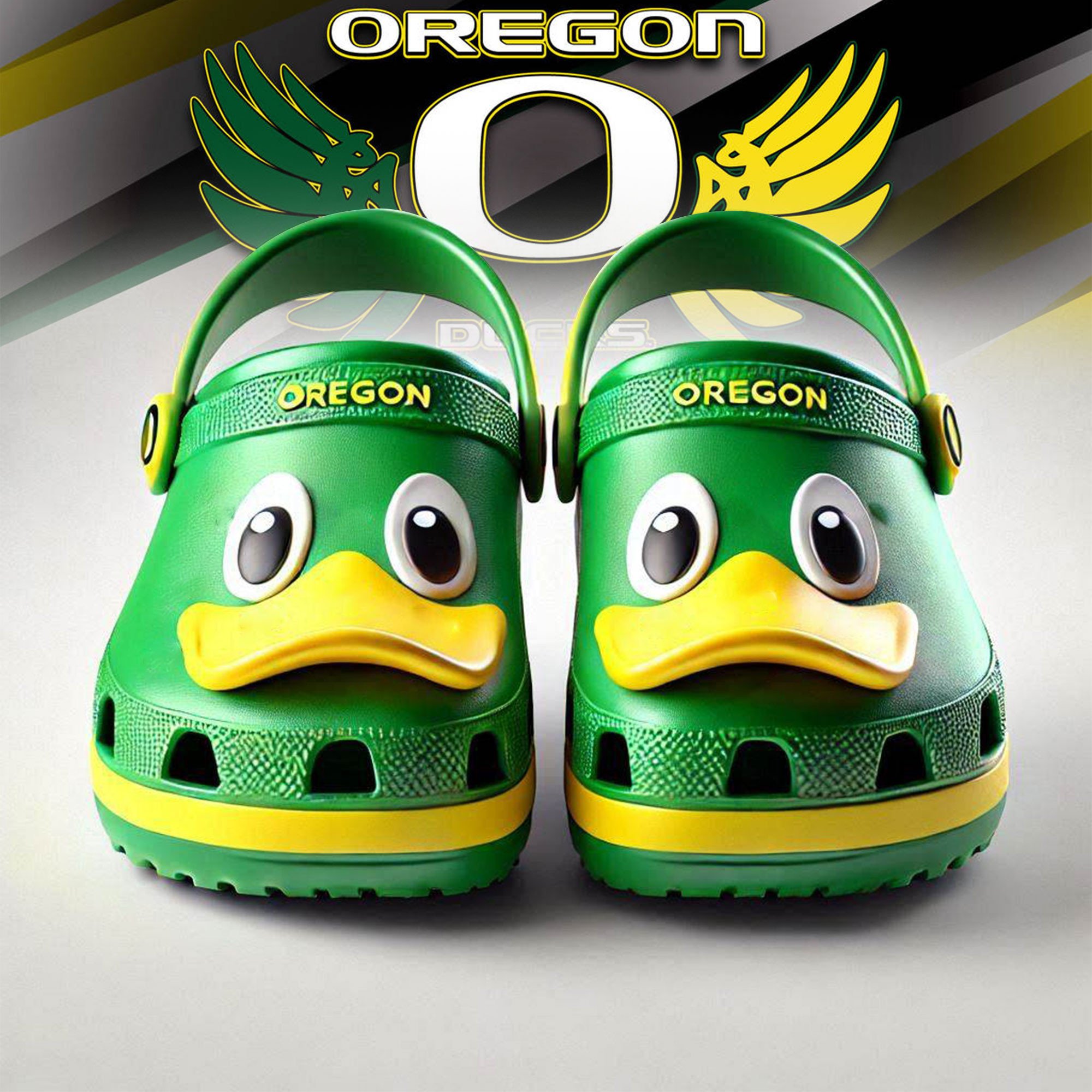 Footwearmerch Oregon Ducks NCAA Sport Crocs Crocband Clogs Shoes Comfortable For Men Women and Kids