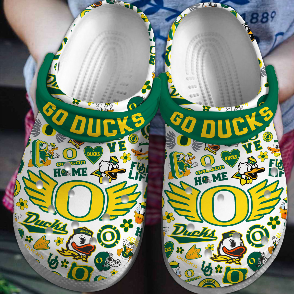 Footwearmerch Oregon Ducks NCAA Sport Crocs Crocband Clogs Shoes Comfortable For Men Women and Kids