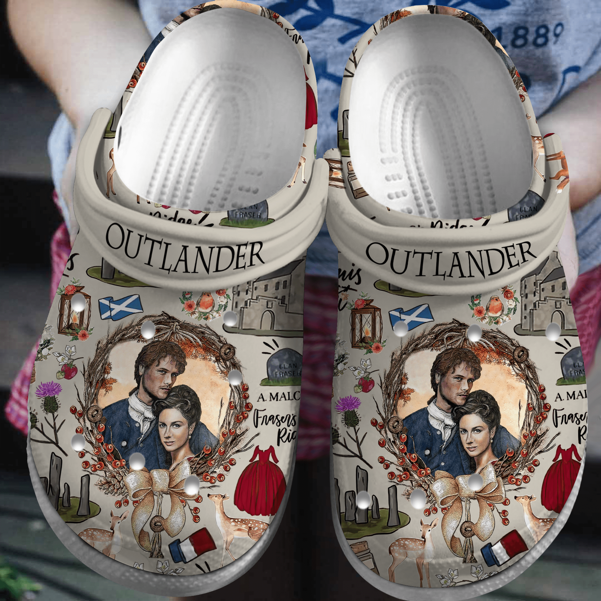 Footwearmerch Outlander Christmas TV Series Crocs Crocband Clogs Shoes Comfortable For Men Women and Kids