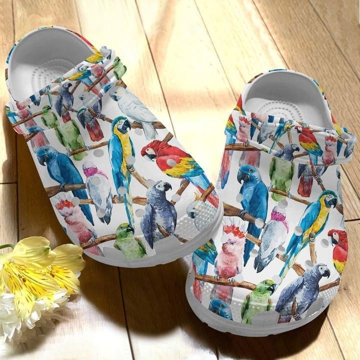 Footwearmerch Parrot Cute Colorful Gift For Lover Rubber clog Shoes Comfy Footwear