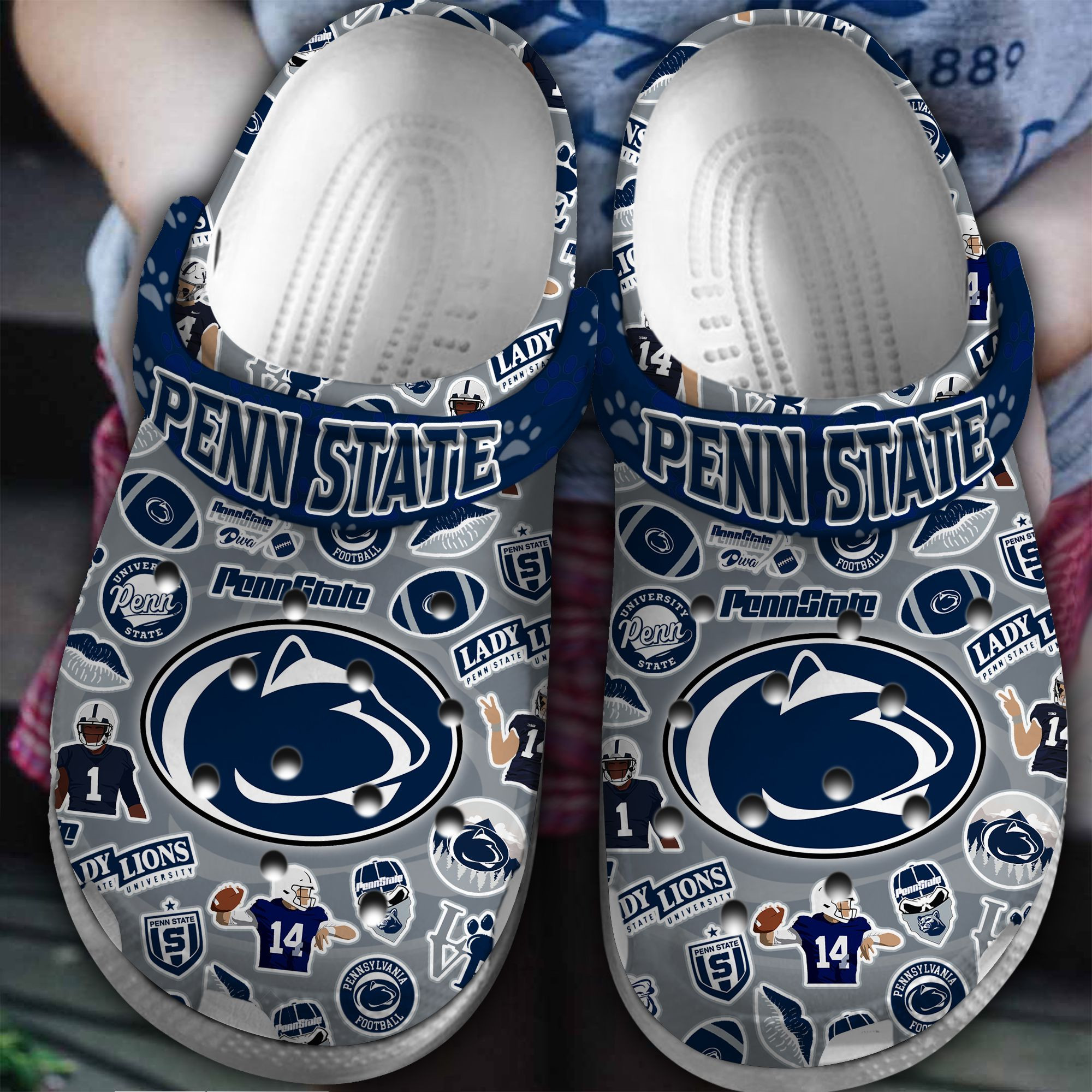 Footwearmerch Penn State Nittany Lions NCAA Sport Crocs Crocband Clogs Shoes Comfortable For Men Women and Kids