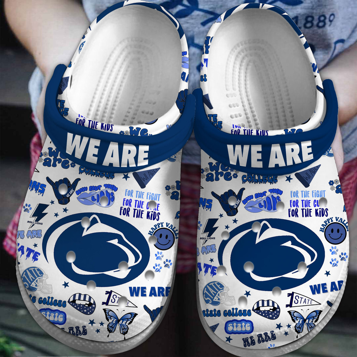 Footwearmerch Penn State Nittany Lions NCAA Sport Crocs Crocband Clogs Shoes Comfortable For Men Women and Kids