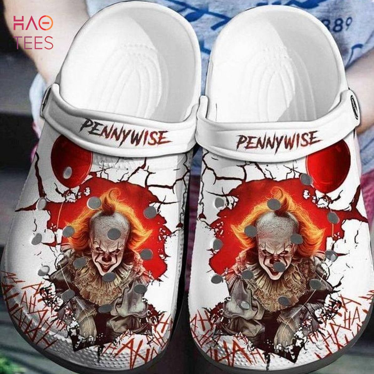 Footwearmerch Pennywise Horror Movie Crocs Crocband Clogs Shoes Comfortable For Men Women and Kids