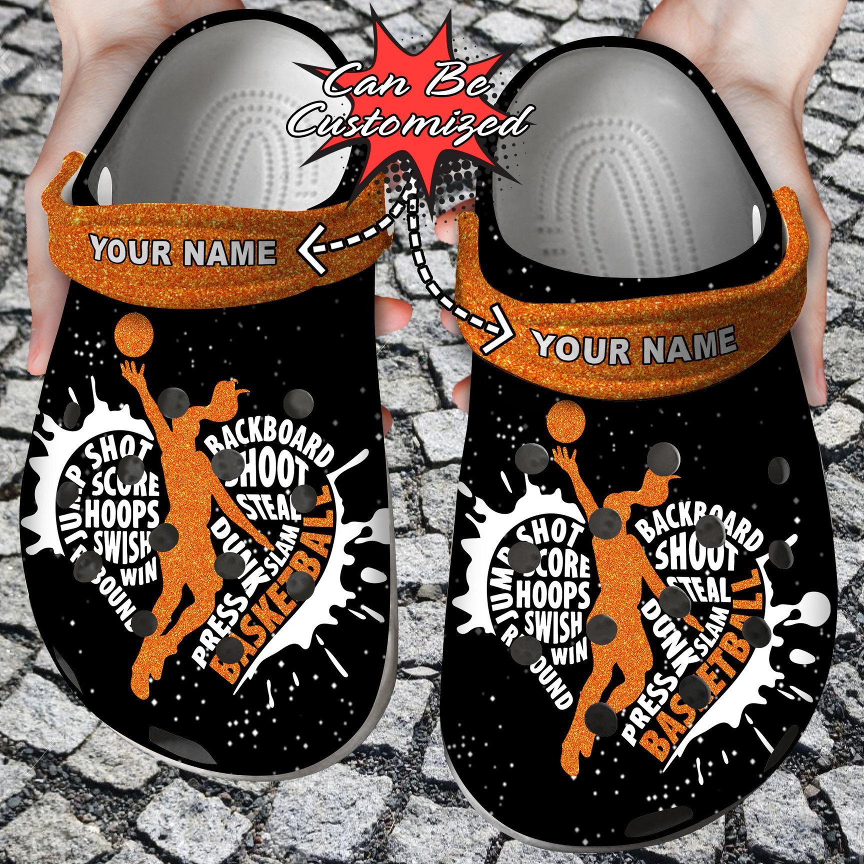 Footwearmerch Personalized Basketball Heart For Girl clog Shoes Sport