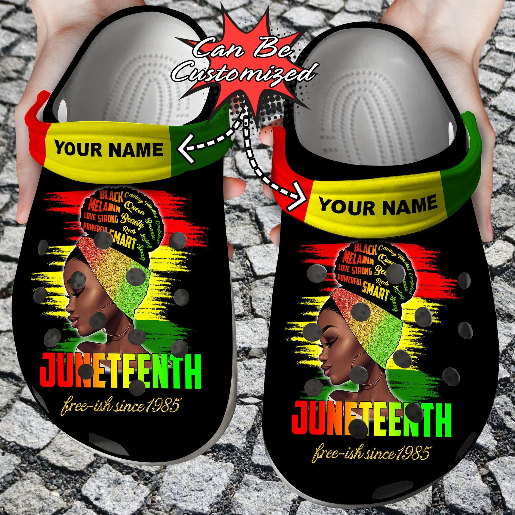 Footwearmerch Personalized Black Queen Girl Juneteenth Freedom Day Free Custom