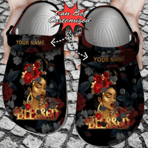Footwearmerch Personalized Black Woman Just Blessed Clog Shoes