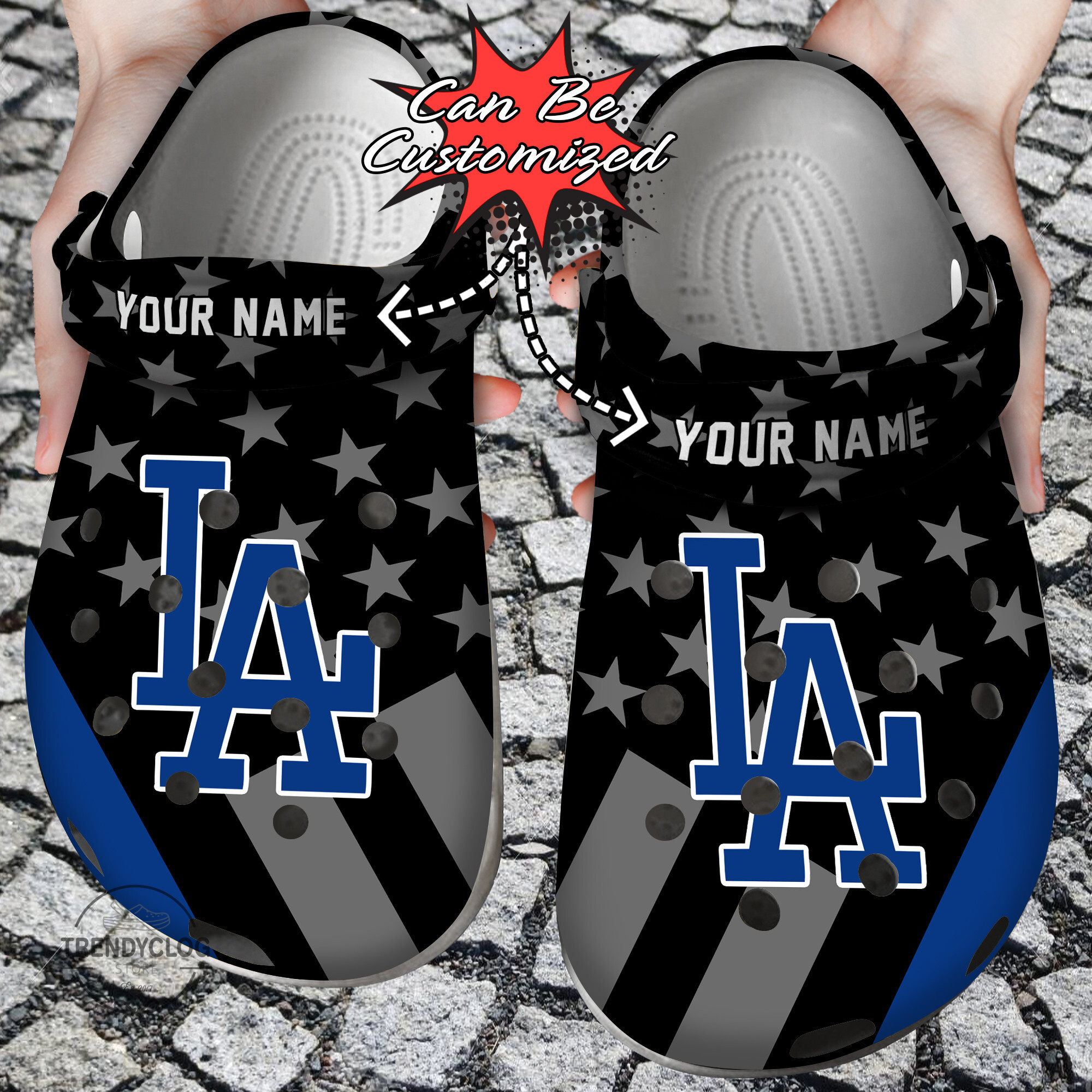 Footwearmerch Personalized Dodgers Baseball Team Crocs Clog Custom Name Shoes