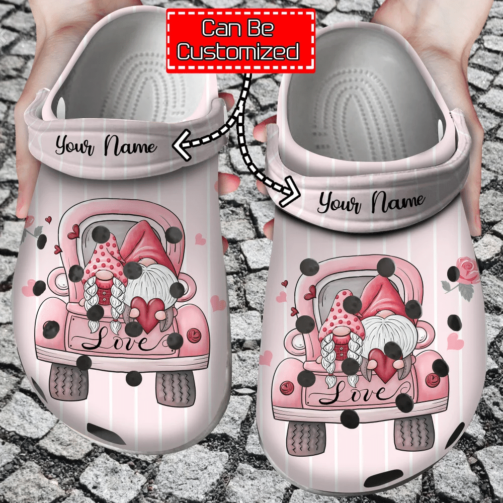 Footwearmerch Personalized Love Valentines Day Gnome Truck clog Shoes For Men And Women