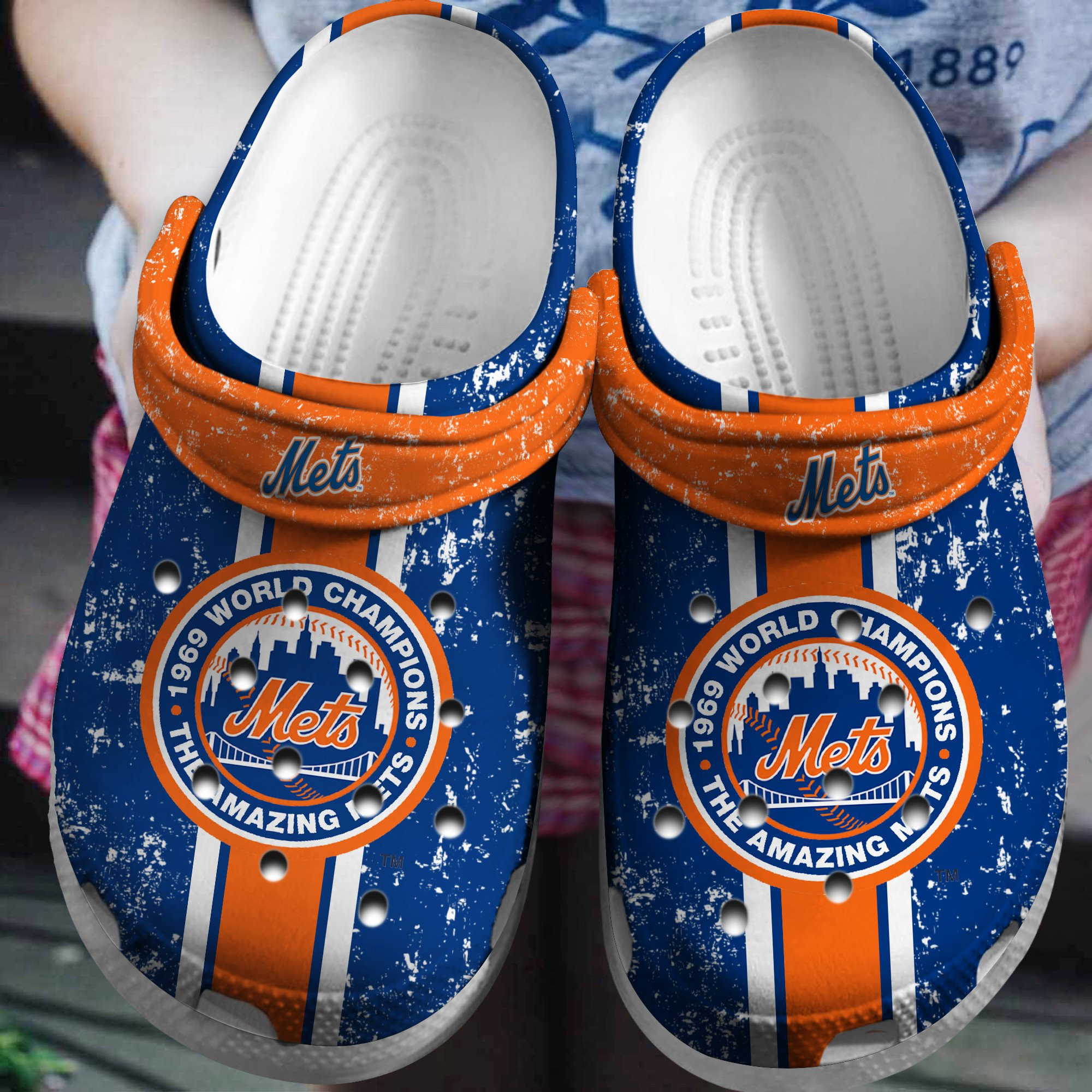 Footwearmerch Personalized NY Mets Baseball Team Crocs Clog Custom Name Shoes