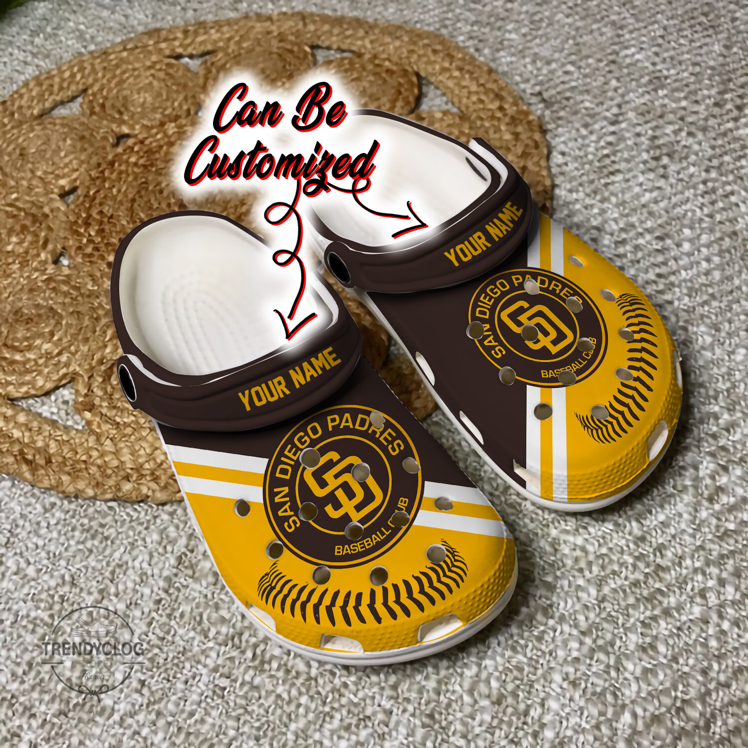 Footwearmerch Personalized Padres Baseball Team Crocs Clog Custom Name Shoes