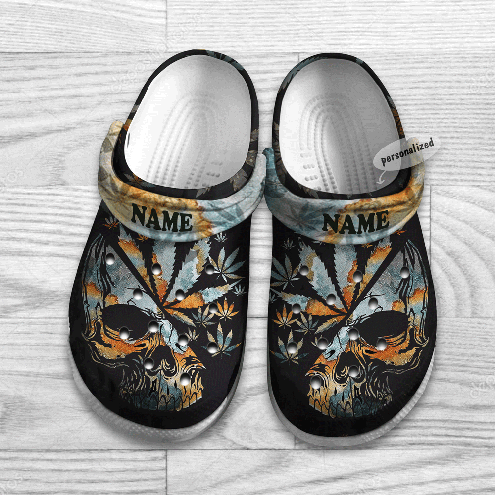 Footwearmerch Personalized Skull Weed Cannabis clog Shoesfor Men Women Marijuana 420 Weed Gifts Ht