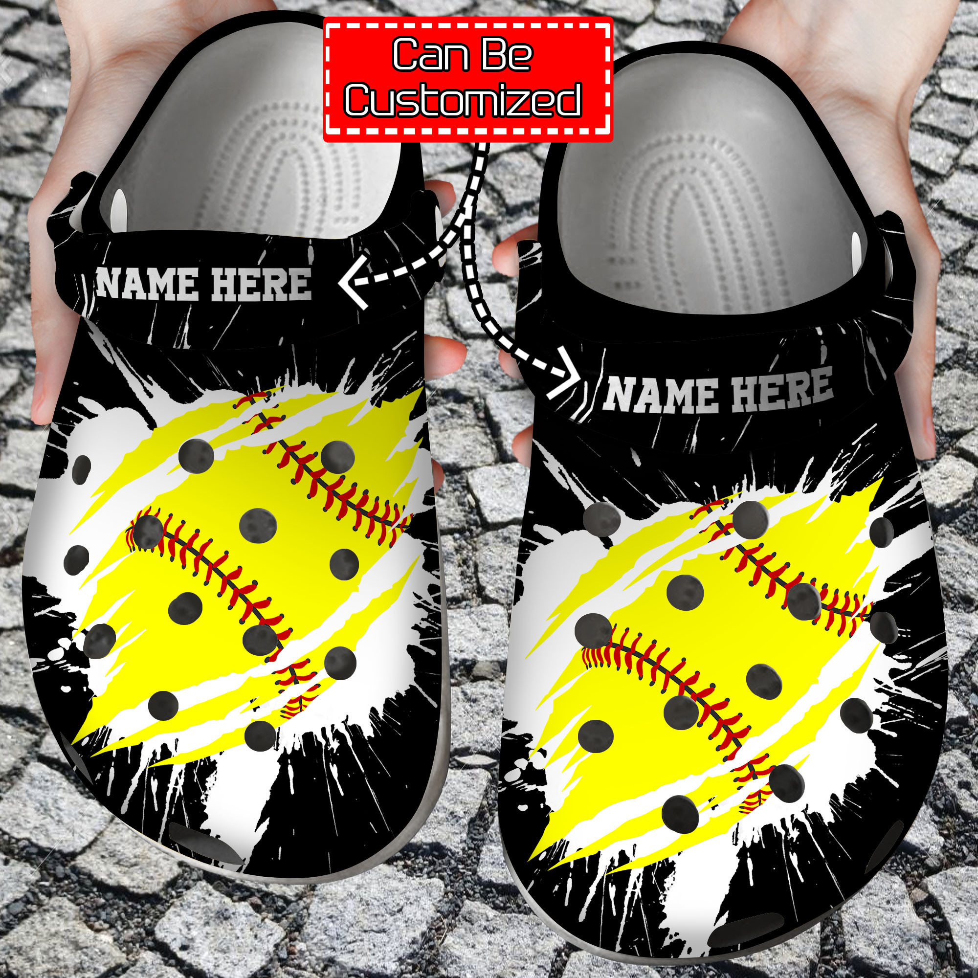 Footwearmerch Personalized Softball Ripped Through clog Shoes