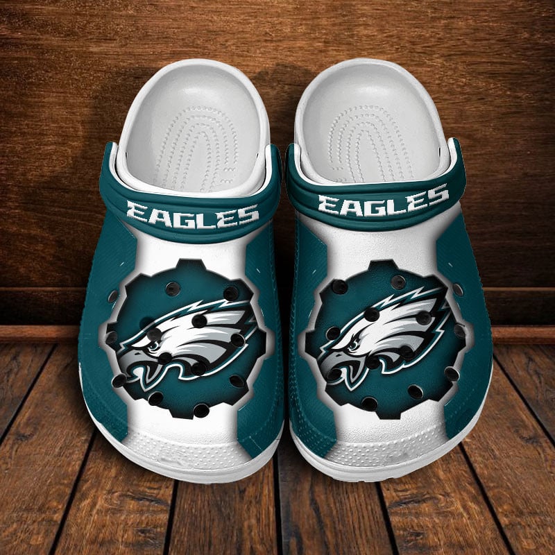 Footwearmerch Philadelphia Eagles NFL Crocs Crocband Clogs Shoes Comfortable For Men Women and Kids