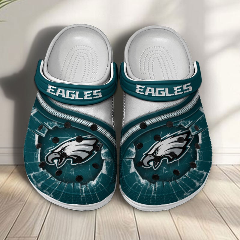 Footwearmerch Philadelphia Eagles NFL Crocs Crocband Clogs Shoes Comfortable For Men Women and Kids