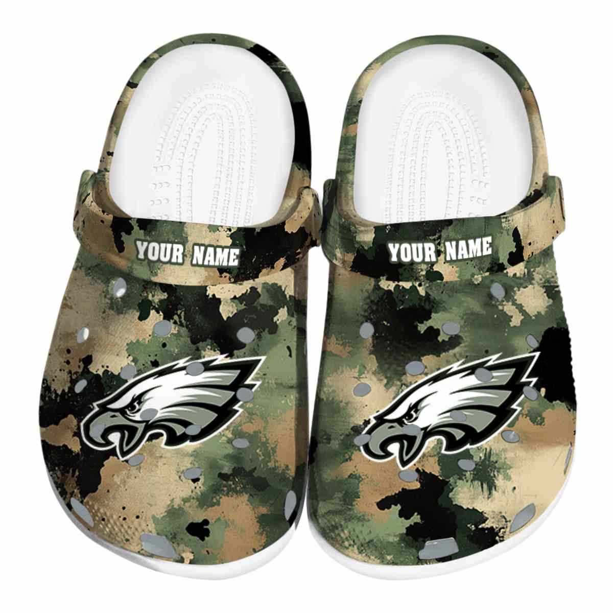 Footwearmerch Philadelphia Eagles NFL Sport Crocs Crocband Clogs Shoes Comfortable For Men Women and Kids