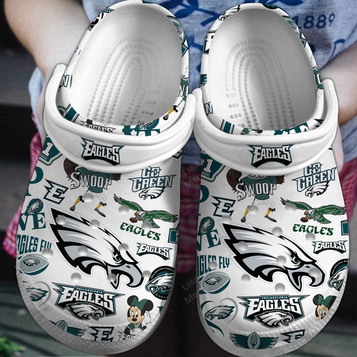 Footwearmerch Philadelphia Eagles NFL Sport Crocs Crocband Clogs Shoes Comfortable For Men Women and Kids