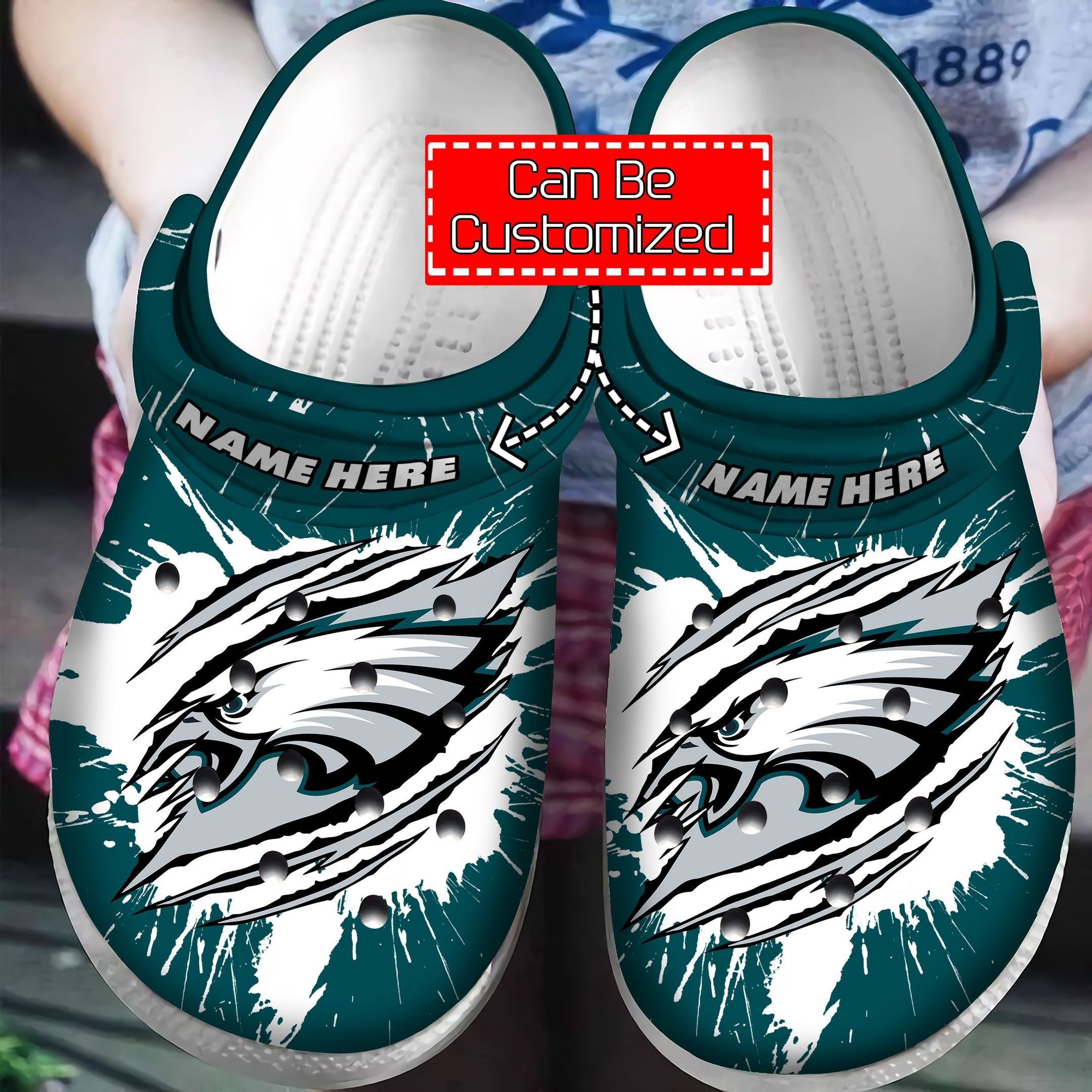 Footwearmerch Philadelphia Eagles NFL Sport Crocs Crocband Clogs Shoes Comfortable For Men Women and Kids
