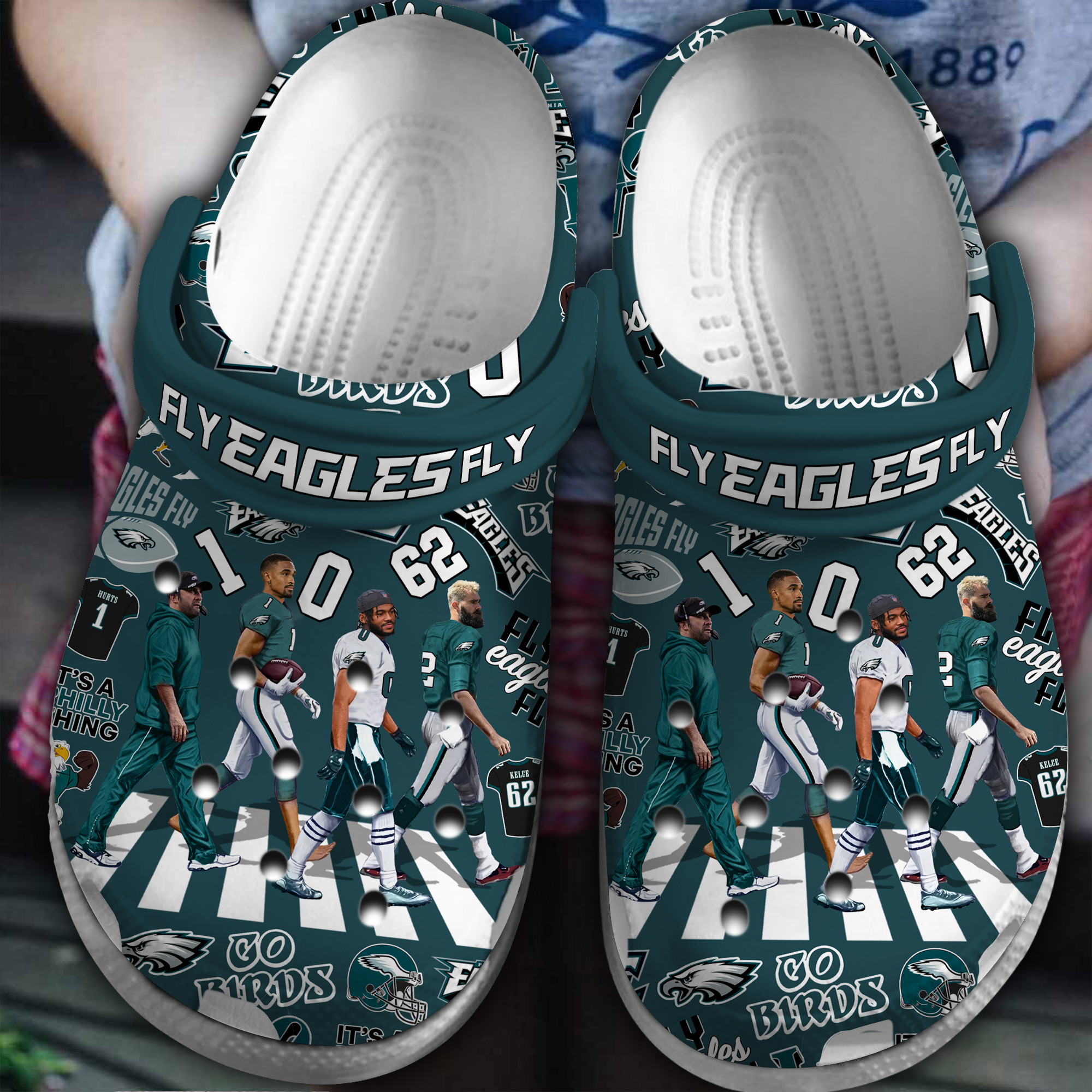 Footwearmerch Philadelphia Eagles NFL Sport Crocs Crocband Clogs Shoes Comfortable For Men Women and Kids