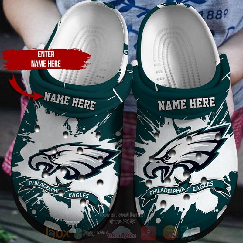 Footwearmerch Philadelphia Eagles NFL Sport Crocs Crocband Clogs Shoes Comfortable For Men Women and Kids