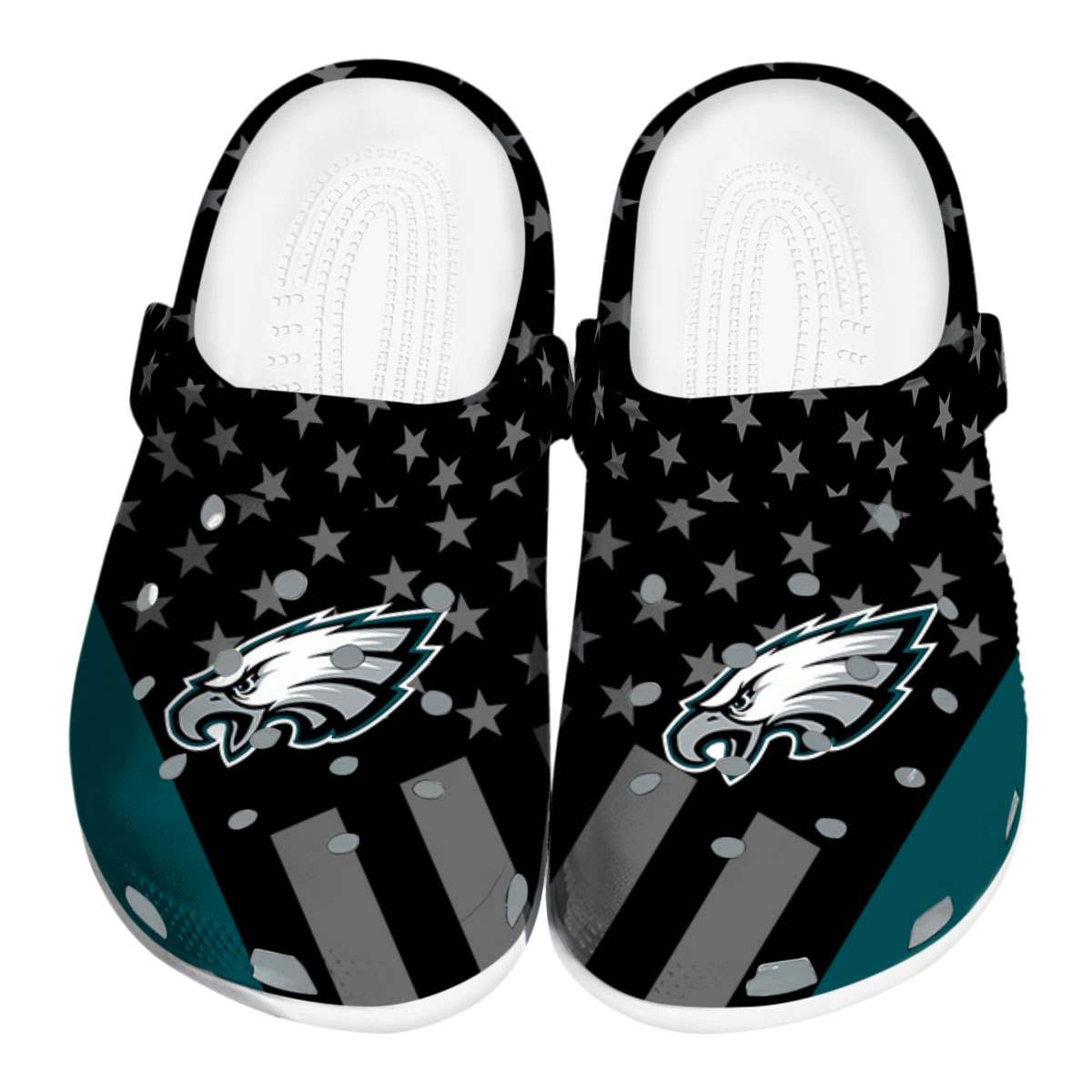 Footwearmerch Philadelphia Eagles NFL Sport Crocs Crocband Clogs Shoes Comfortable For Men Women and Kids