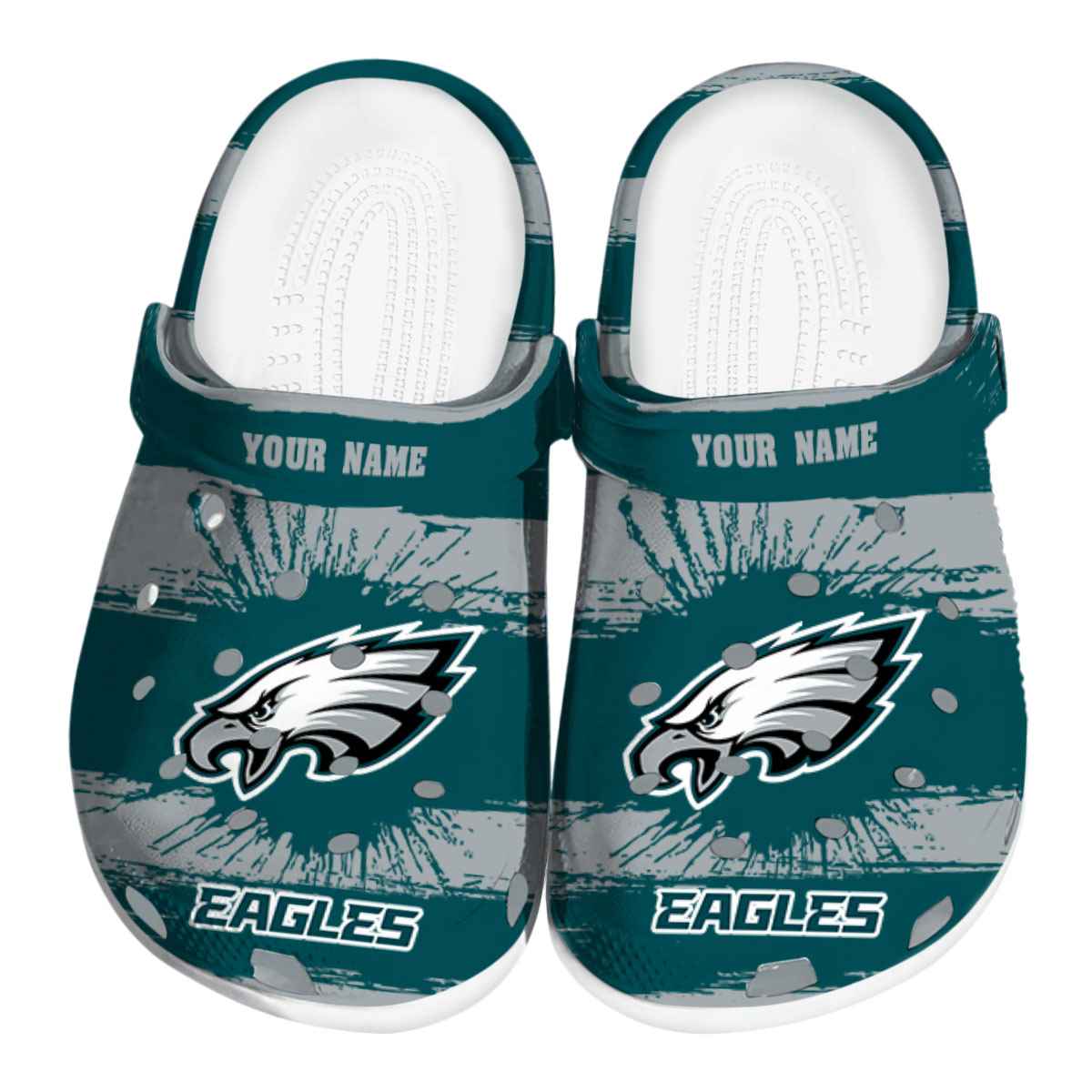 Footwearmerch Philadelphia Eagles NFL Sport Crocs Crocband Clogs Shoes Comfortable For Men Women and Kids