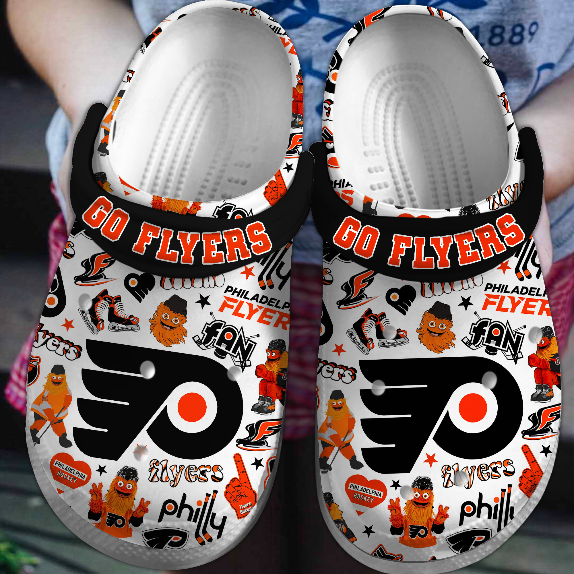 Footwearmerch Philadelphia Flyers NHL Sport Crocs Crocband Clogs Shoes Comfortable For Men Women and Kids