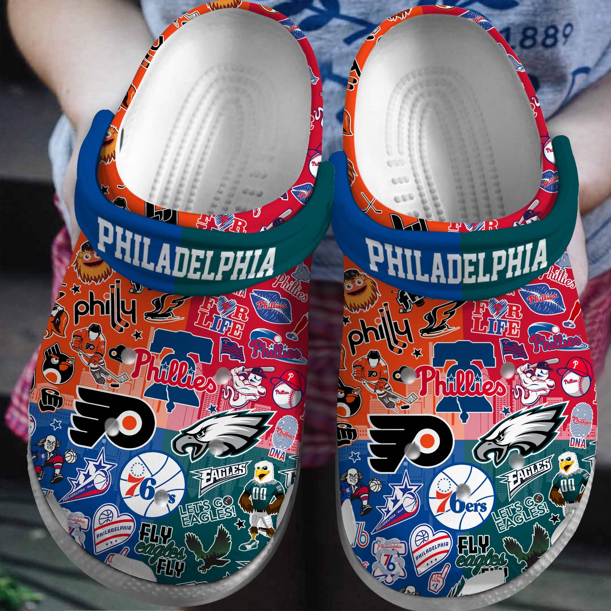 Footwearmerch Philadelphia Sport Crocs Crocband Clogs Shoes Comfortable For Men Women and Kids