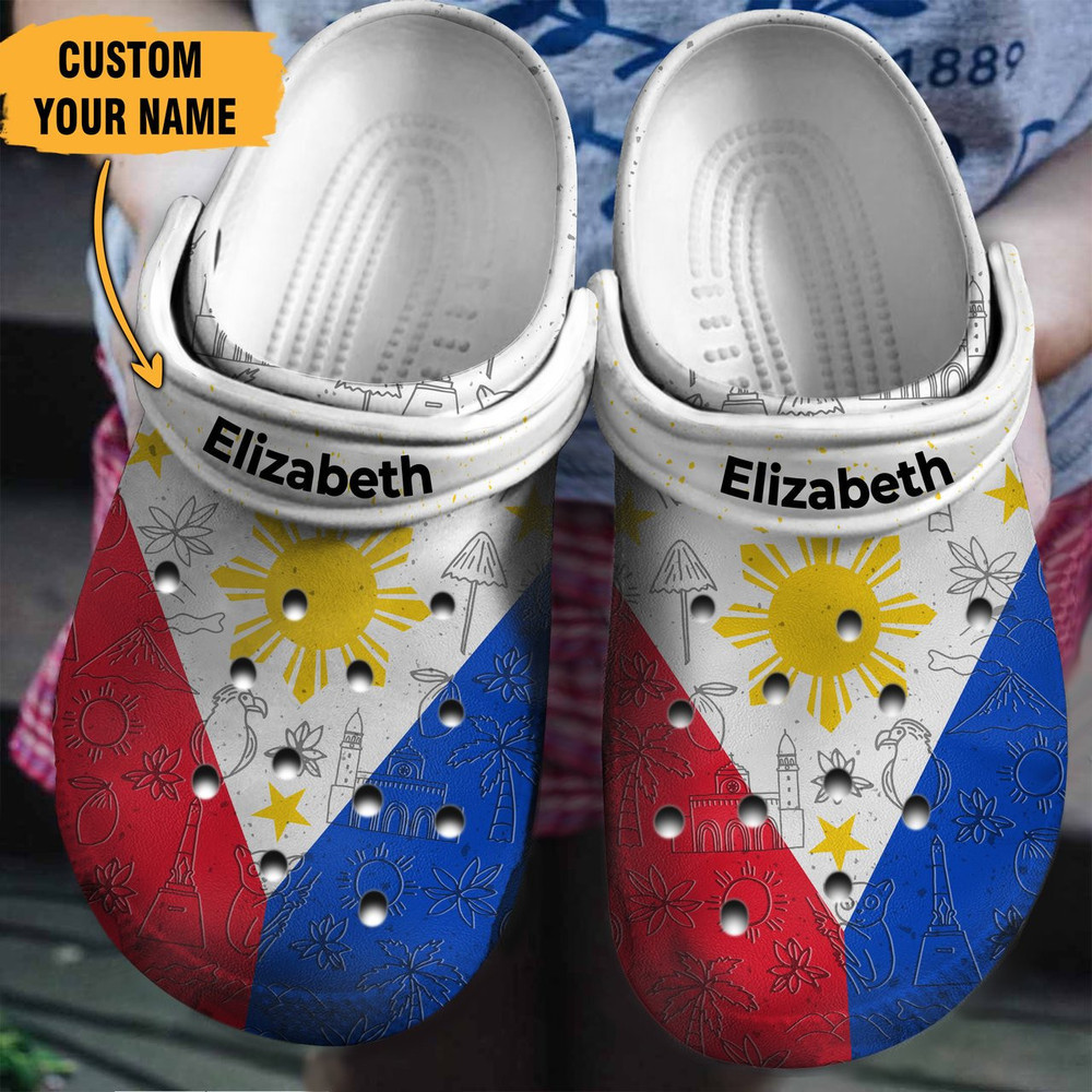 Footwearmerch Philippines Flag Gift For Fan Classic Water Rubber clog Shoes Comfy Footwear