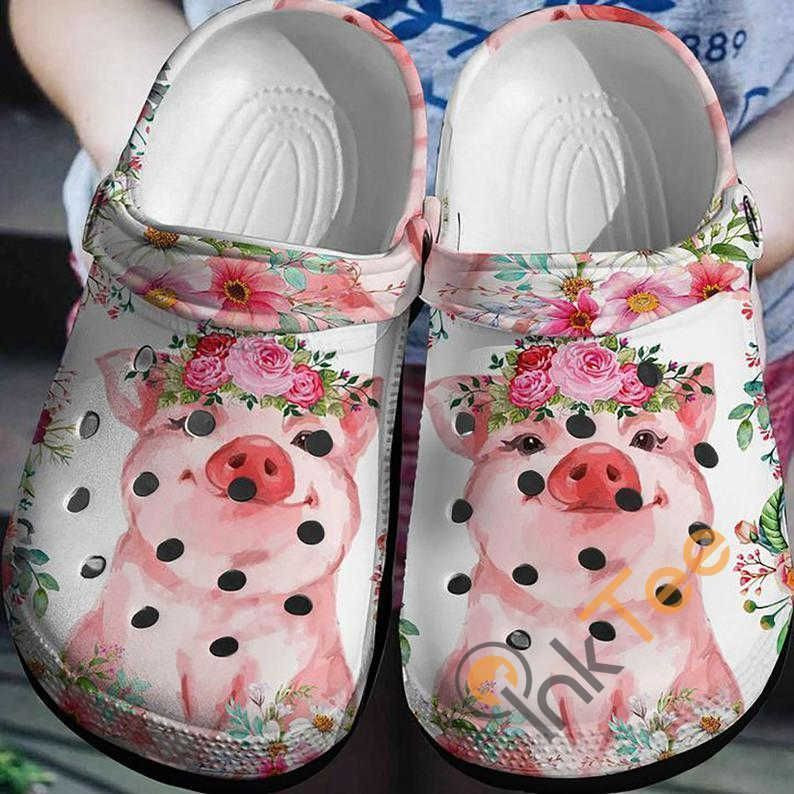Footwearmerch Pig Flower Farmer clog Shoes