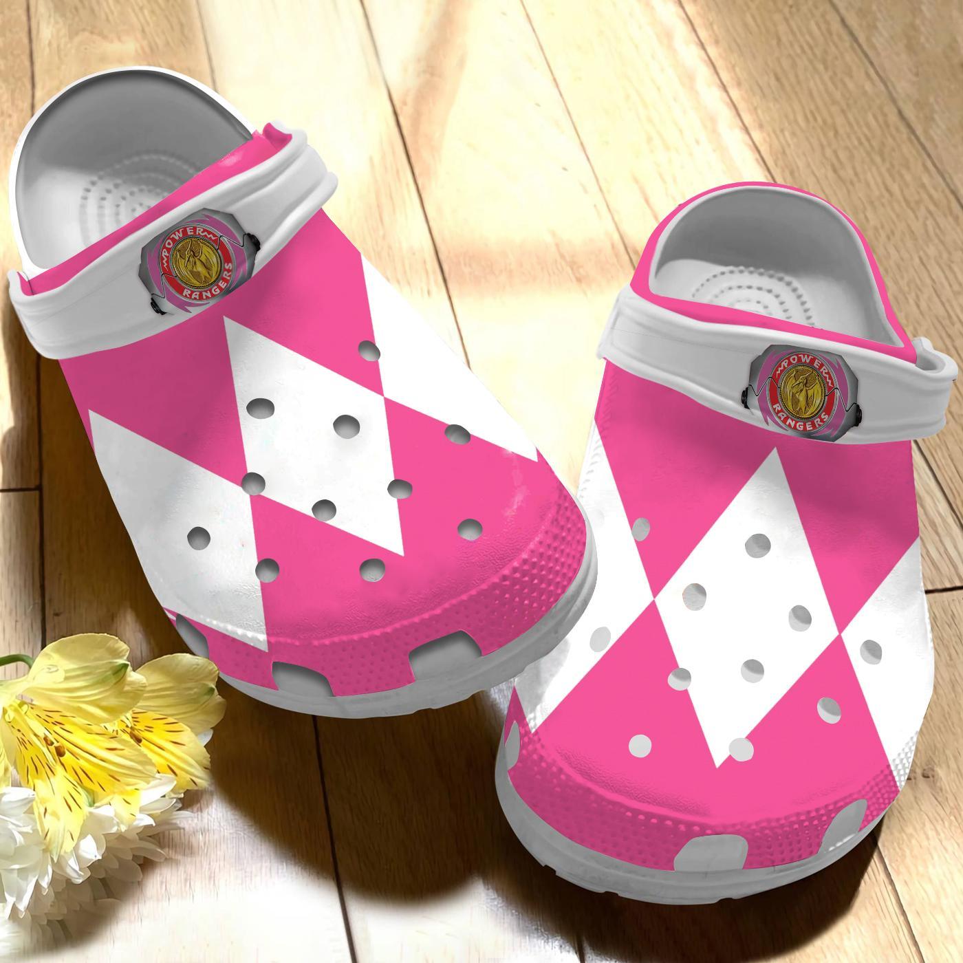Footwearmerch Pink Power Rangers Movie Crocs Crocband Clogs Shoes Comfortable For Men Women and Kids