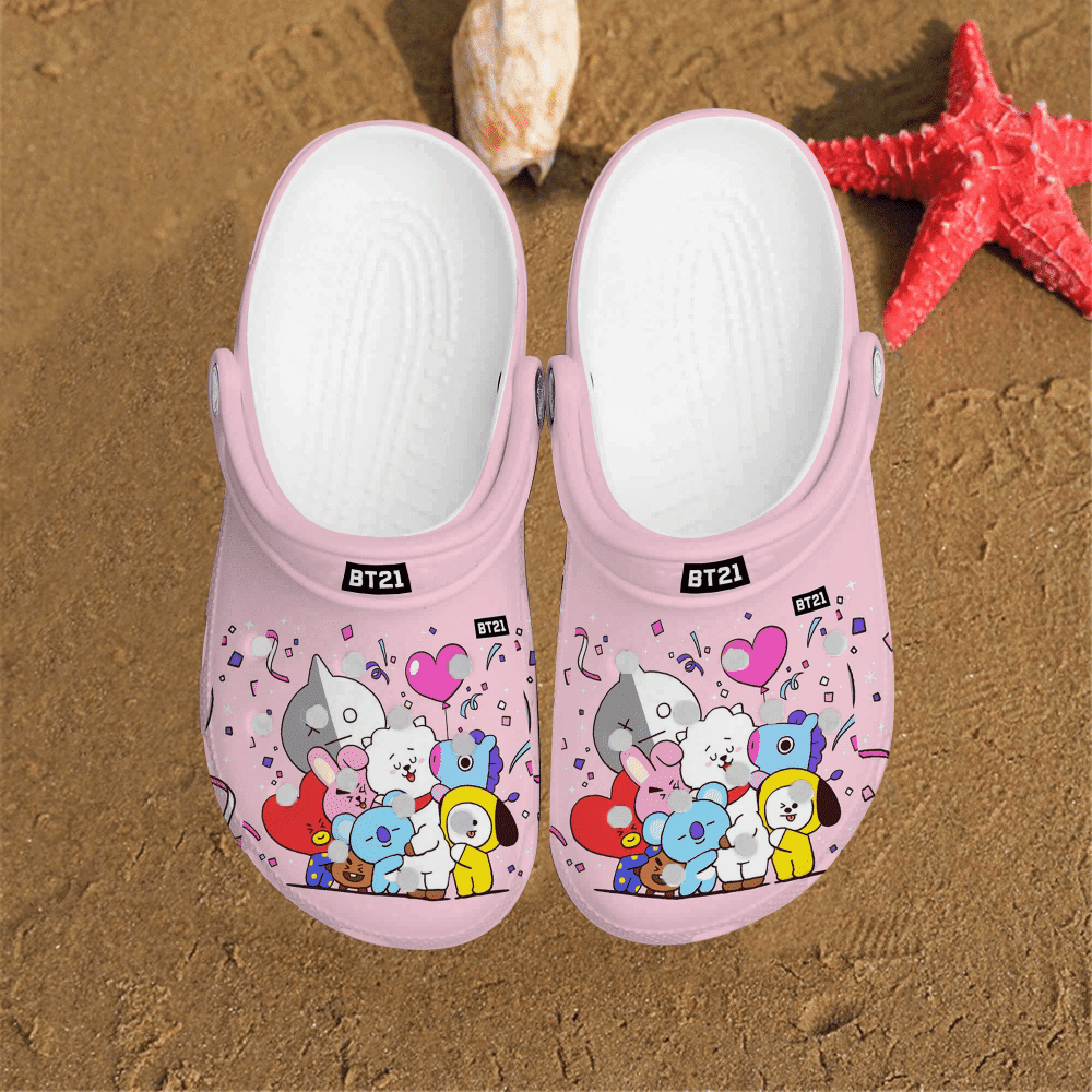 Footwearmerch Pinkie Bt21 Party Friends Clog Shoes
