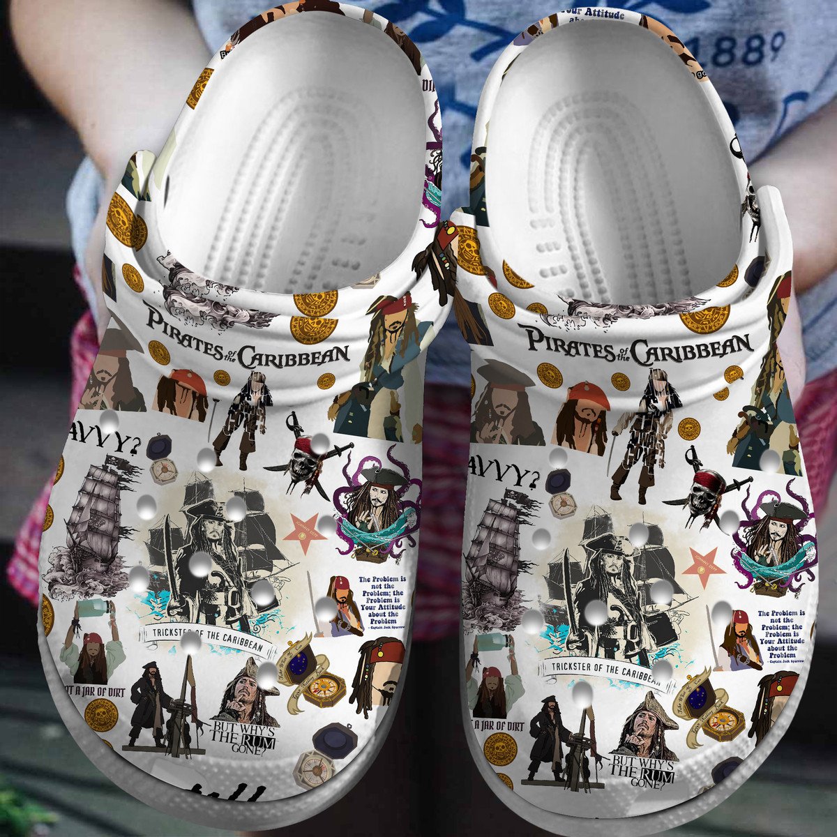 Footwearmerch Pirates of the Caribbean Movie Crocs Crocband Clogs Shoes Comfortable For Men Women and Kids
